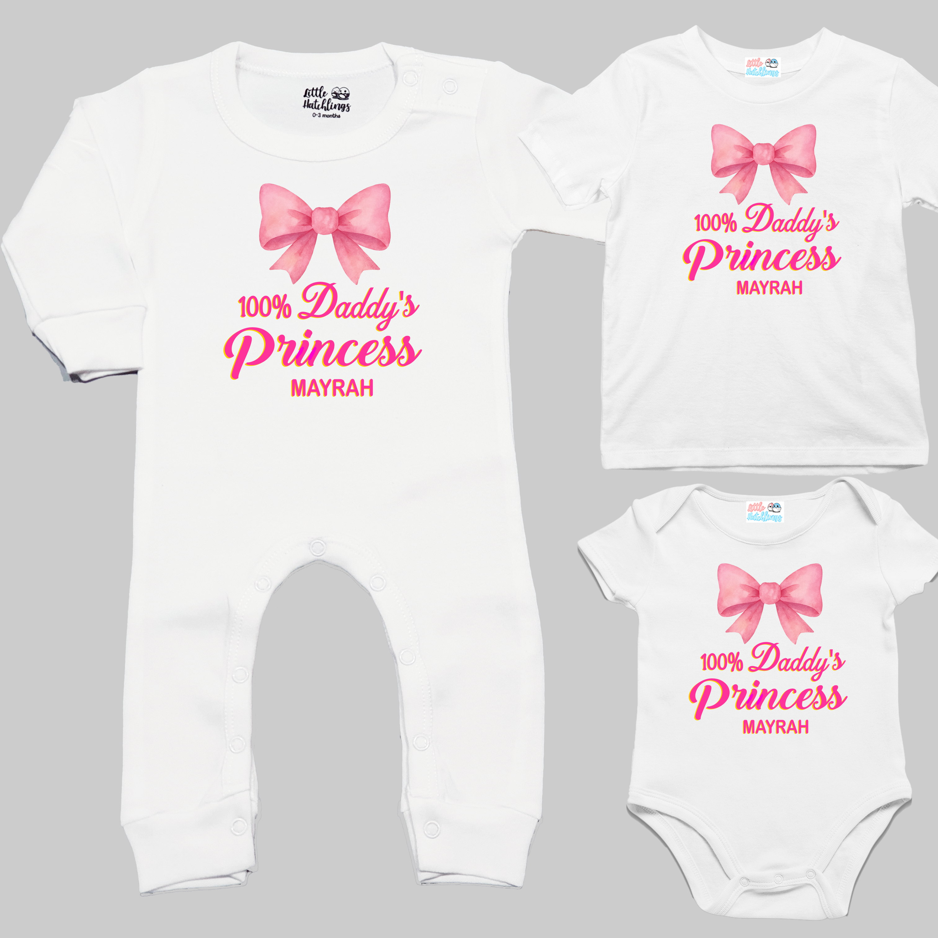 100% Girl Dad + Daddy's Princess With Name White Combo
