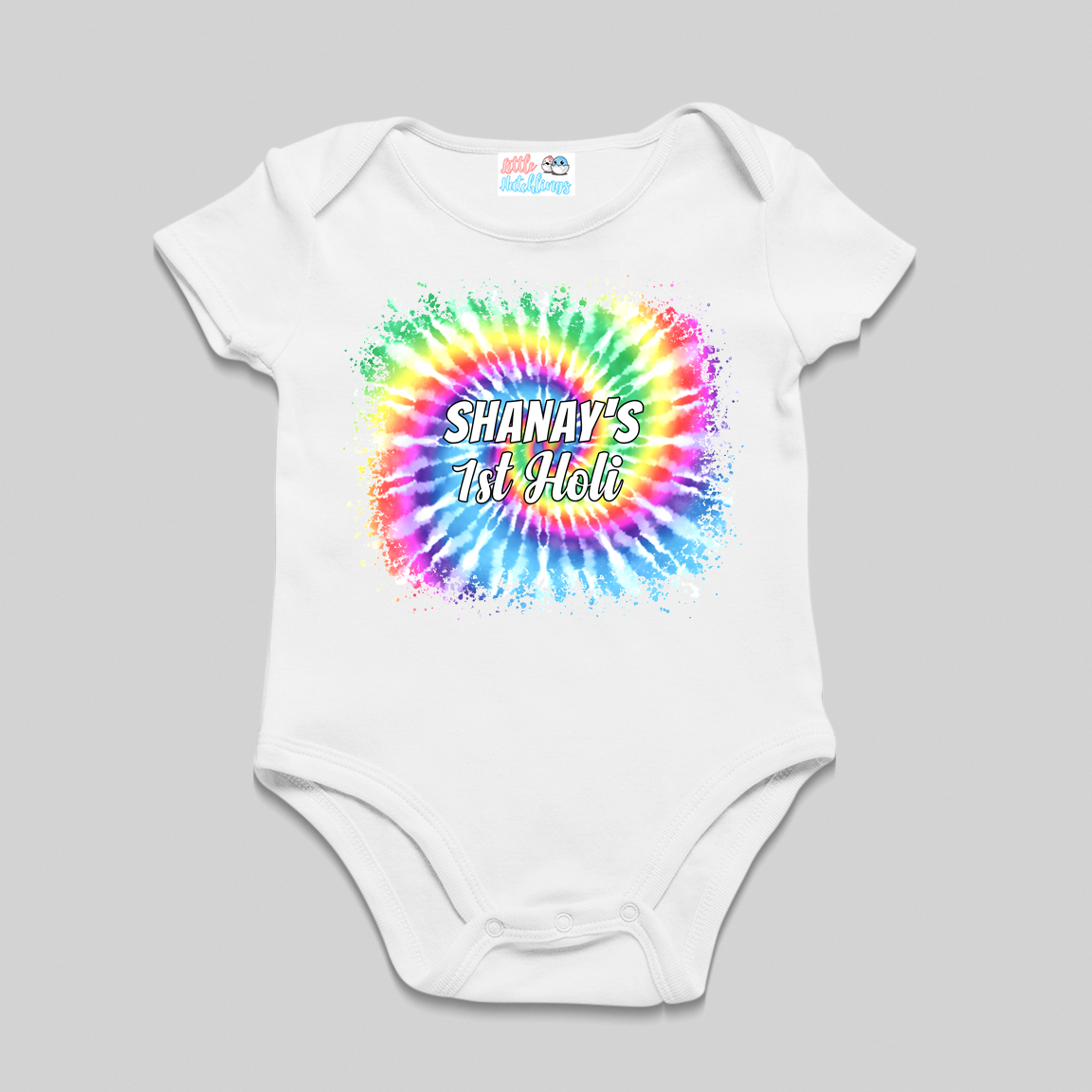 First Holi With Name White (Tie Dye)