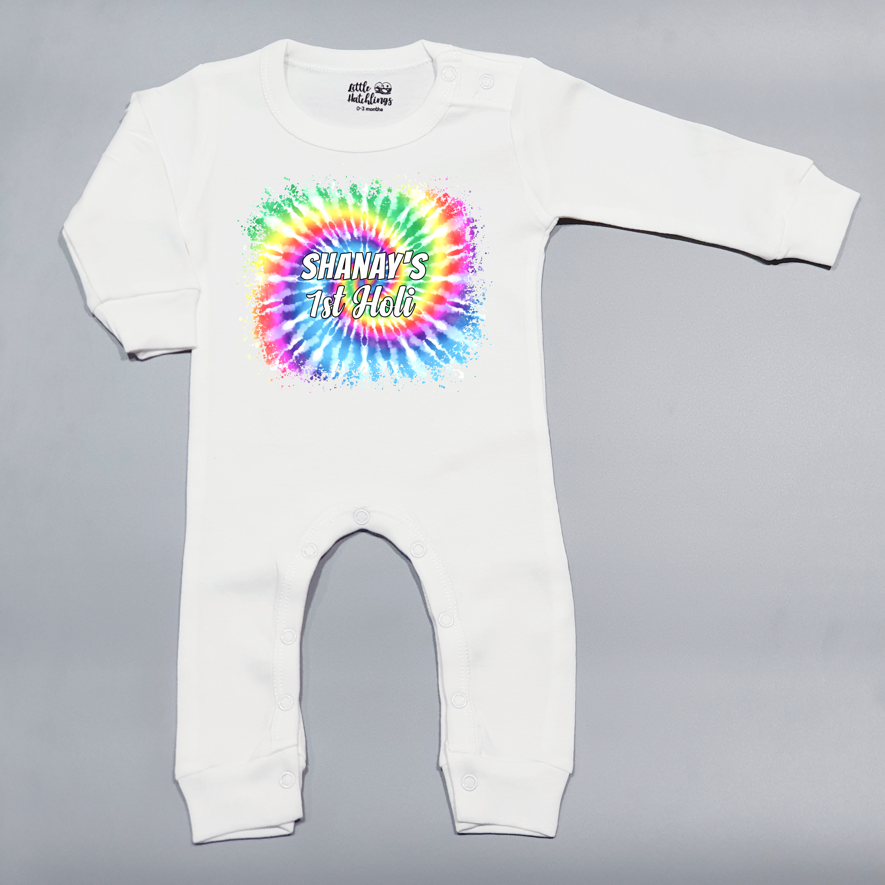 First Holi With Name White (Tie Dye)