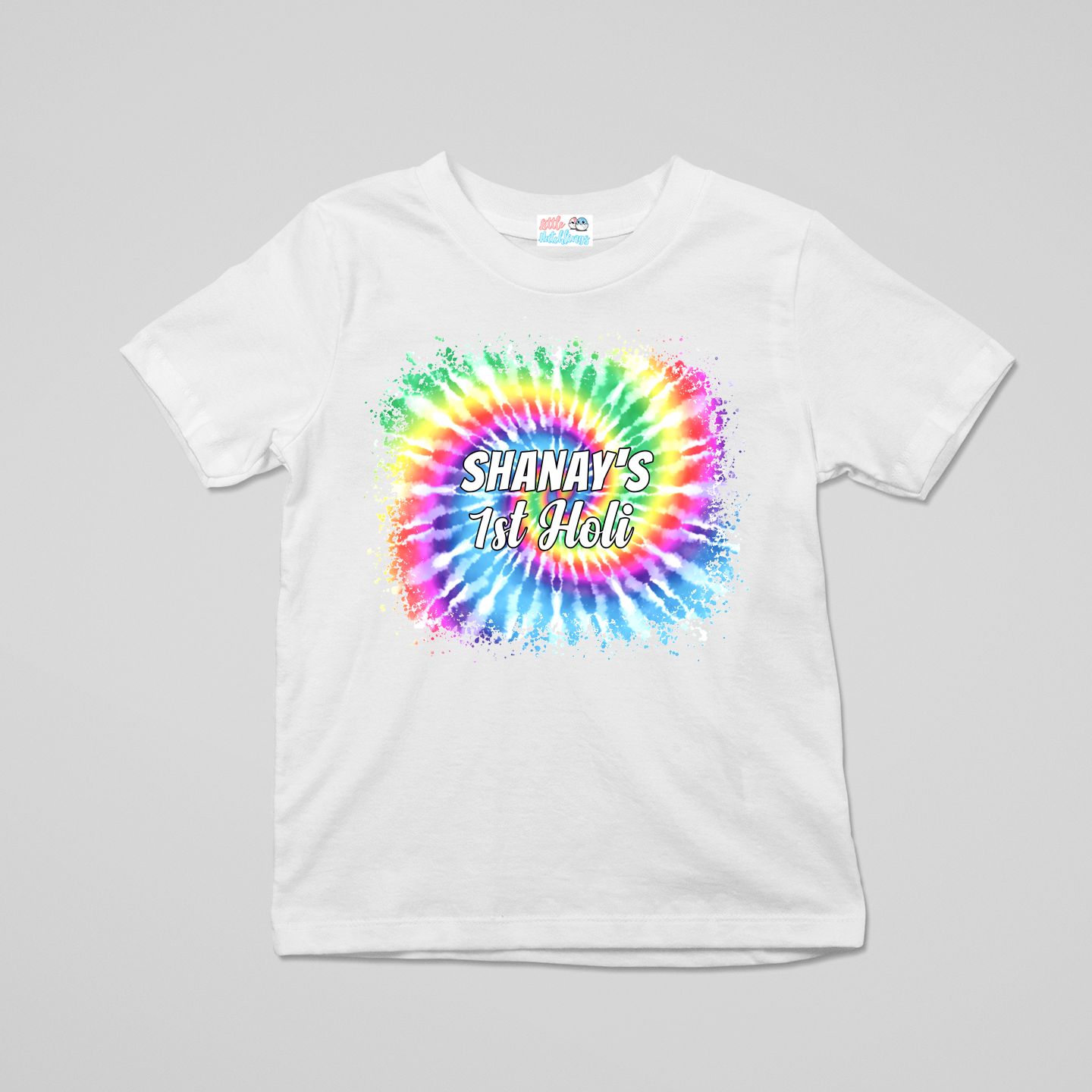 First Holi With Name White (Tie Dye)