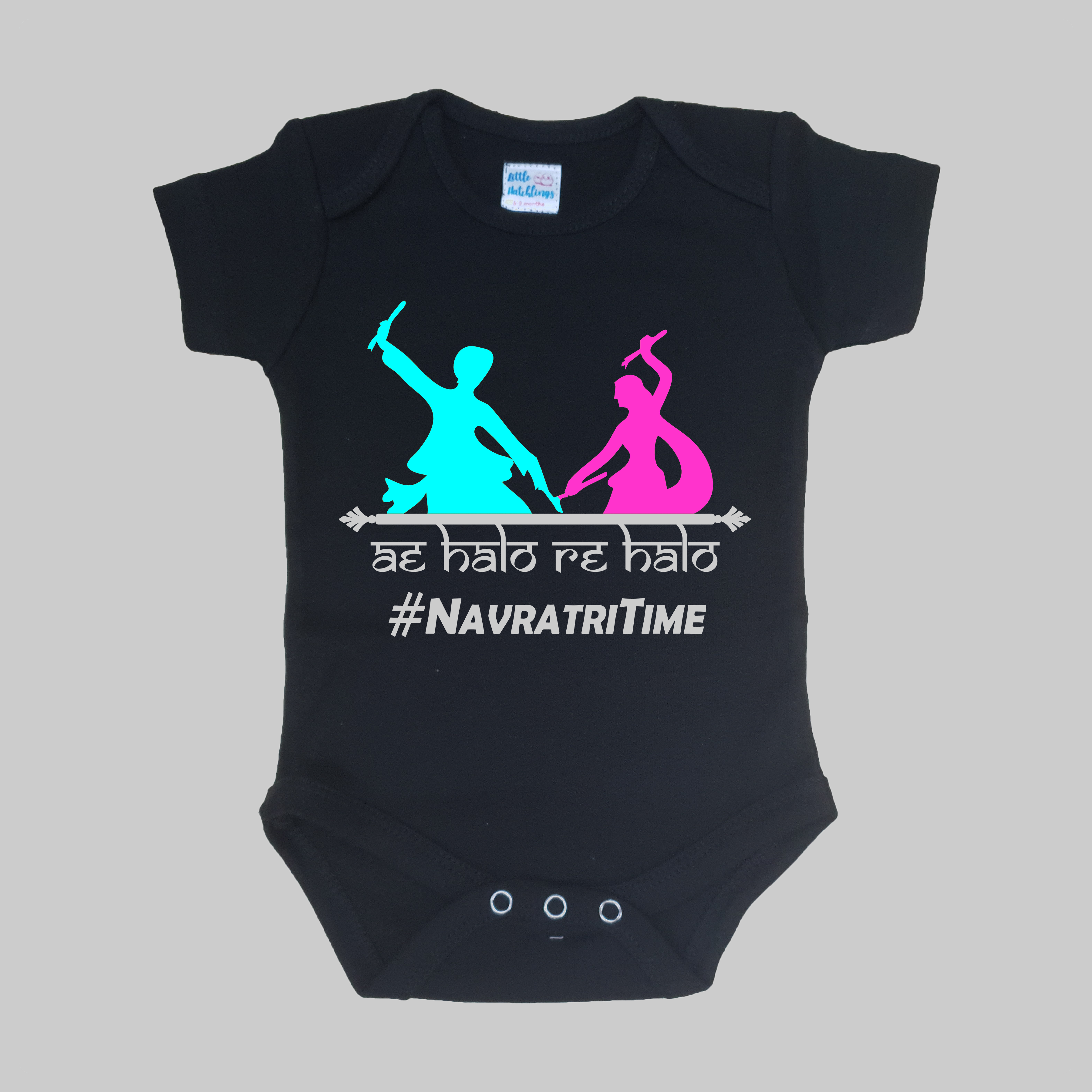 Ae Halo Re Halo Navratri Black Onesie / Romper / Tshirt