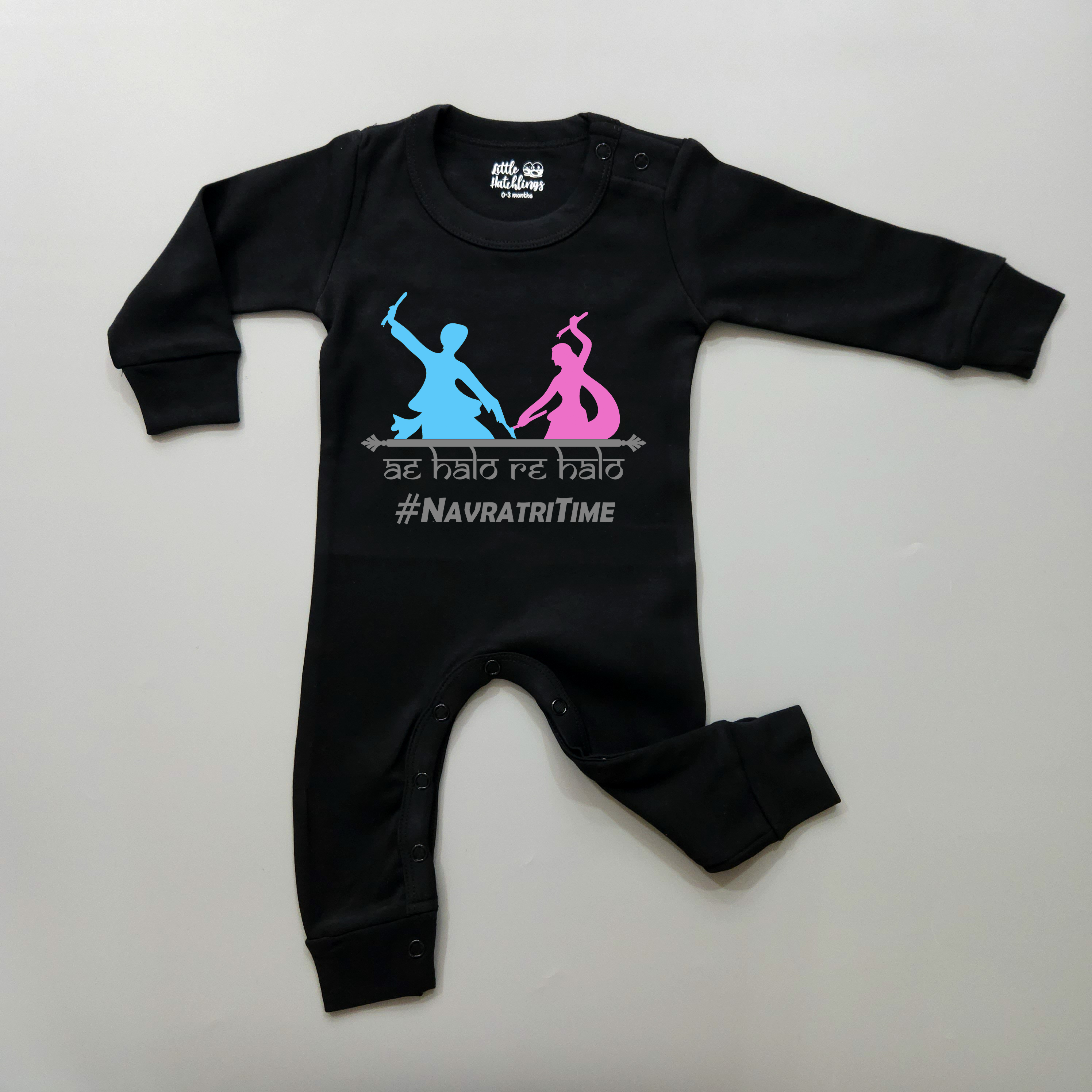 Ae Halo Re Halo Navratri Black Onesie / Romper / Tshirt
