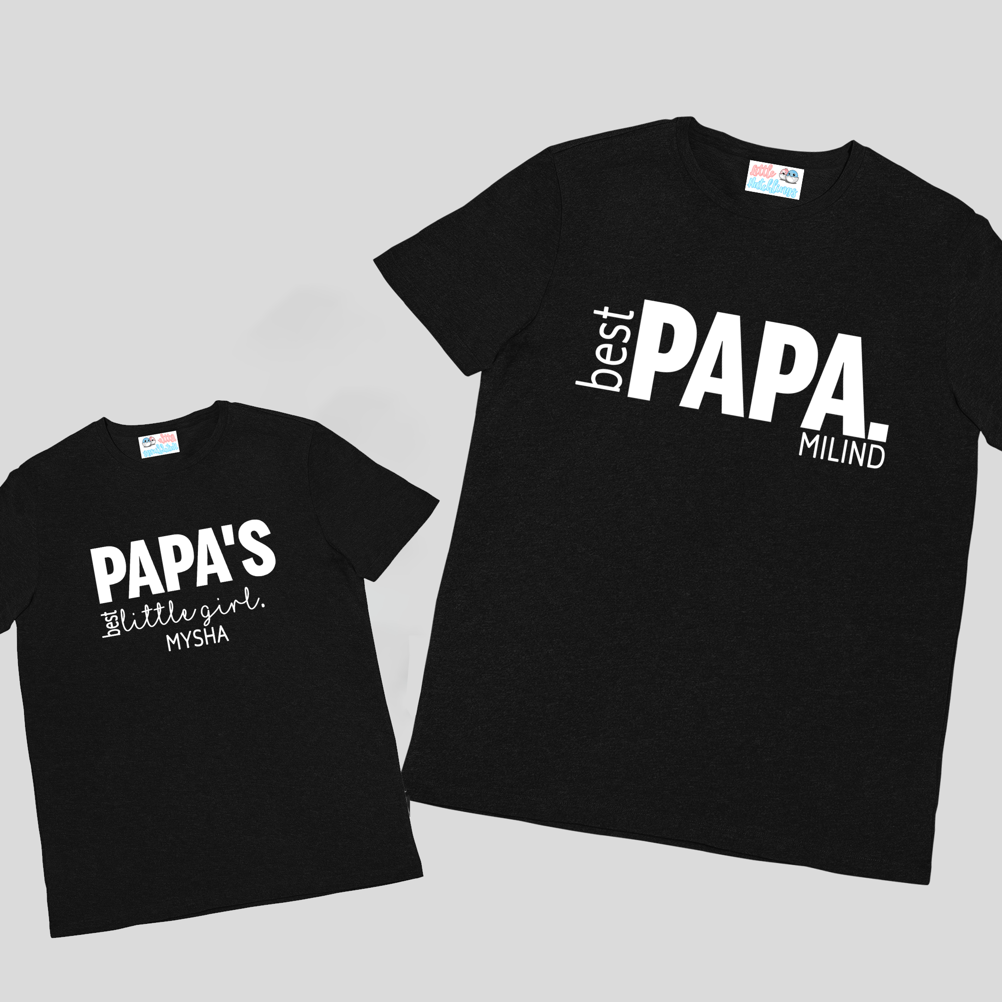 The Father's Day Combo - Best Papa + Papa's Best Little Girl Black Combo