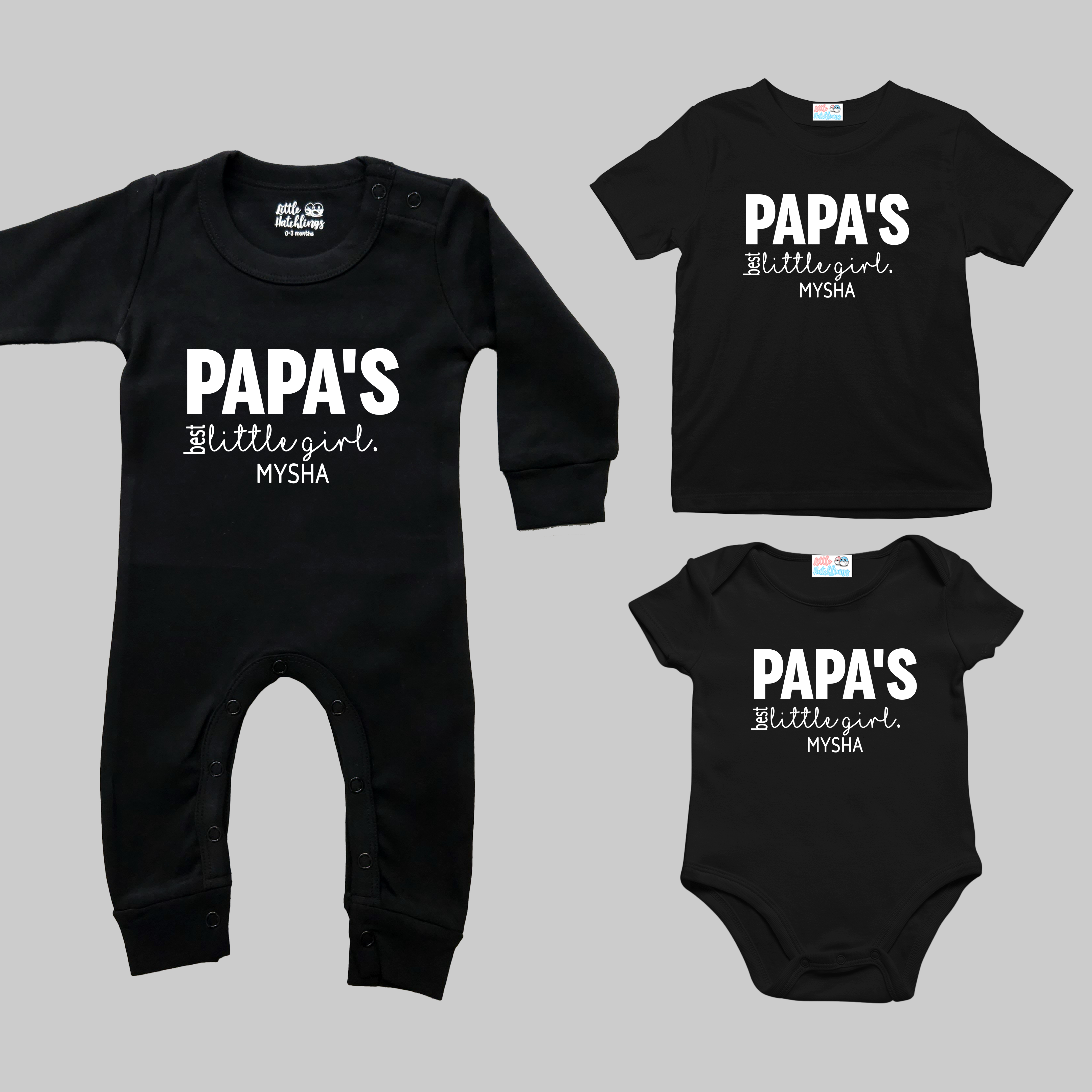 The Father's Day Combo - Best Papa + Papa's Best Little Girl Black Combo