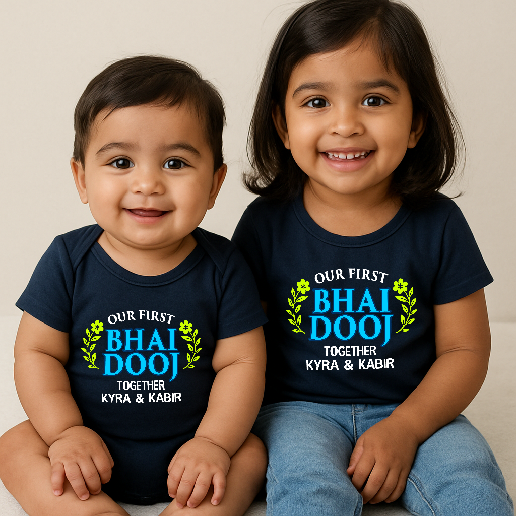 Our First Bhai Dooj Together Navy Blue Combo