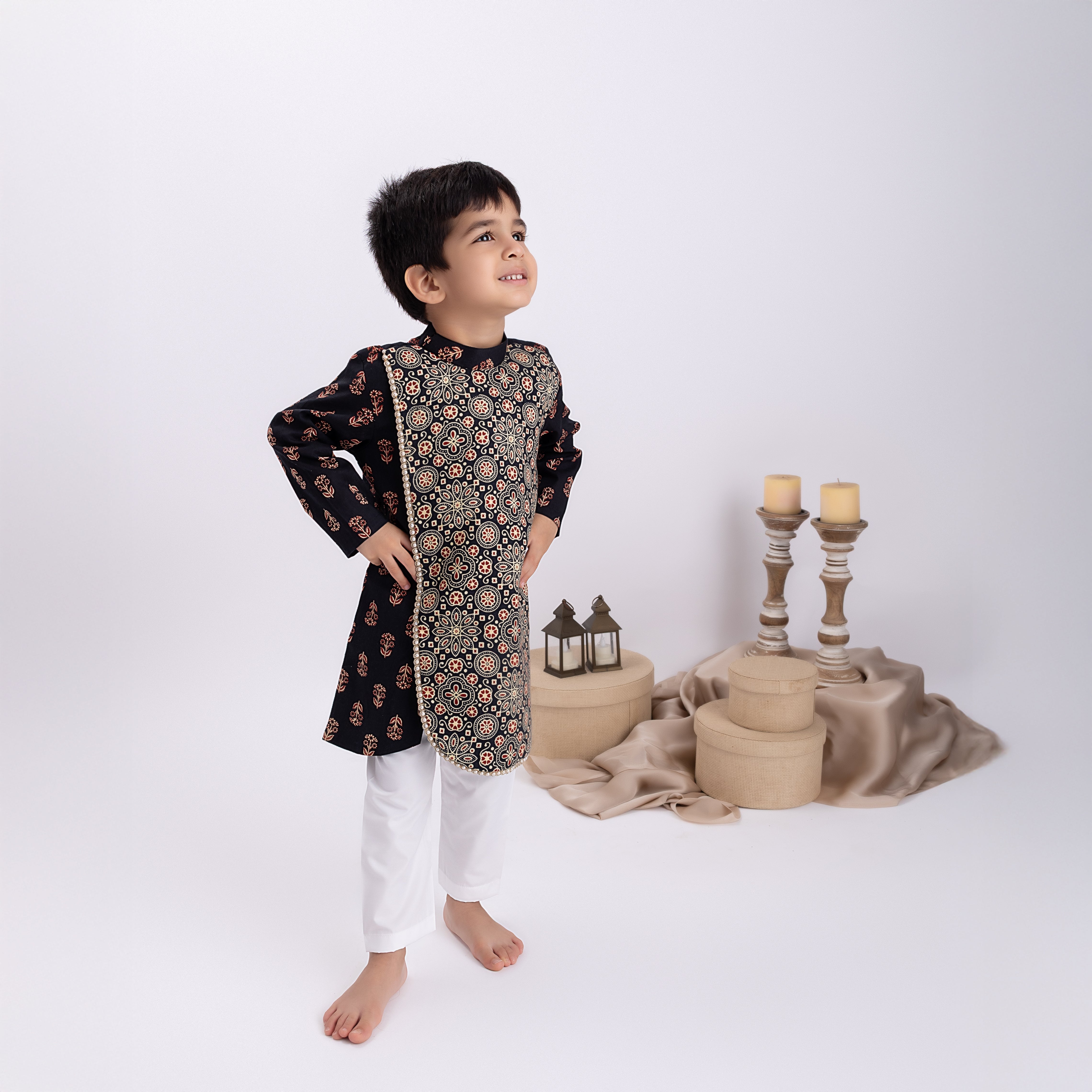 Bold in Black - Dual Fabric Kurta Set