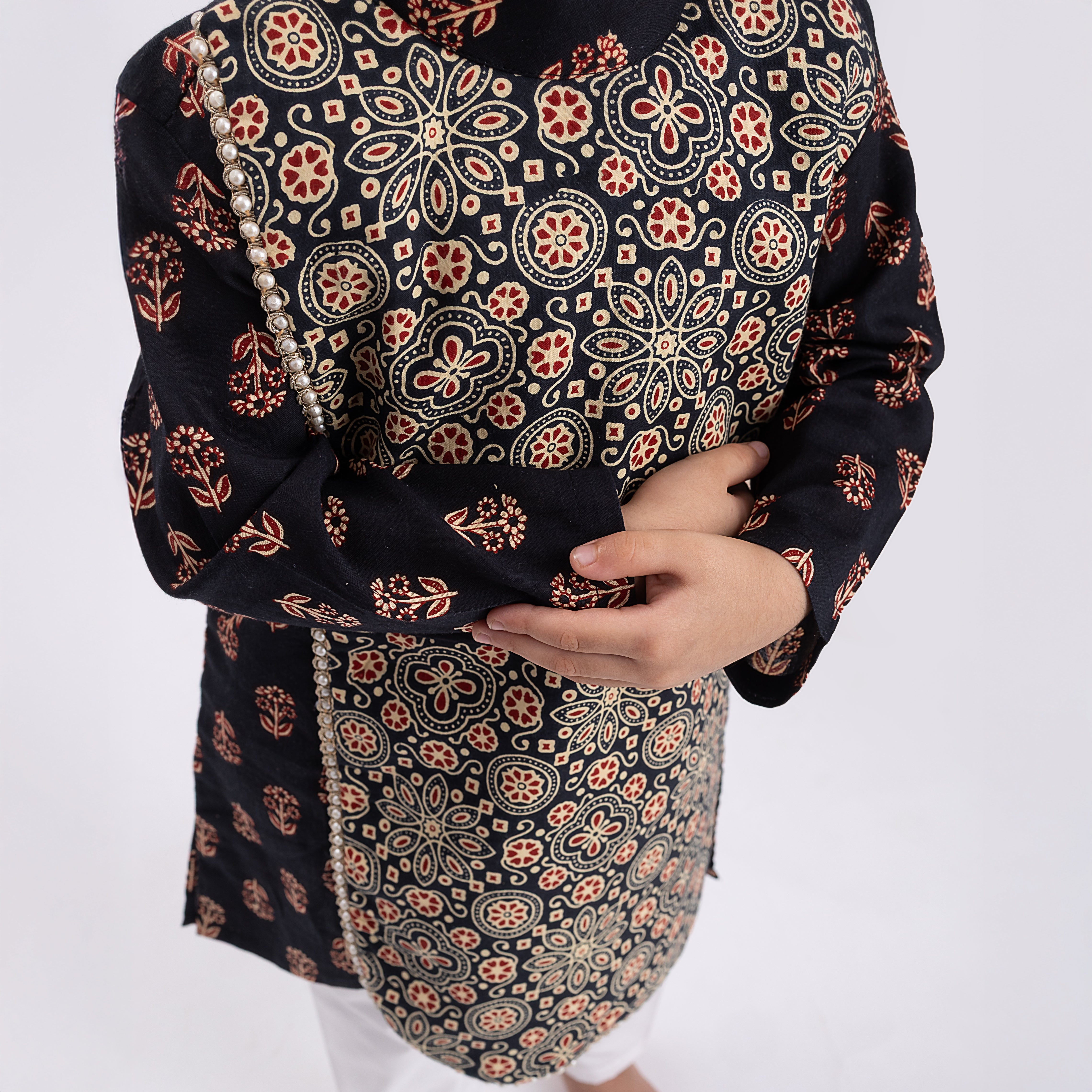 Bold in Black - Dual Fabric Kurta Set