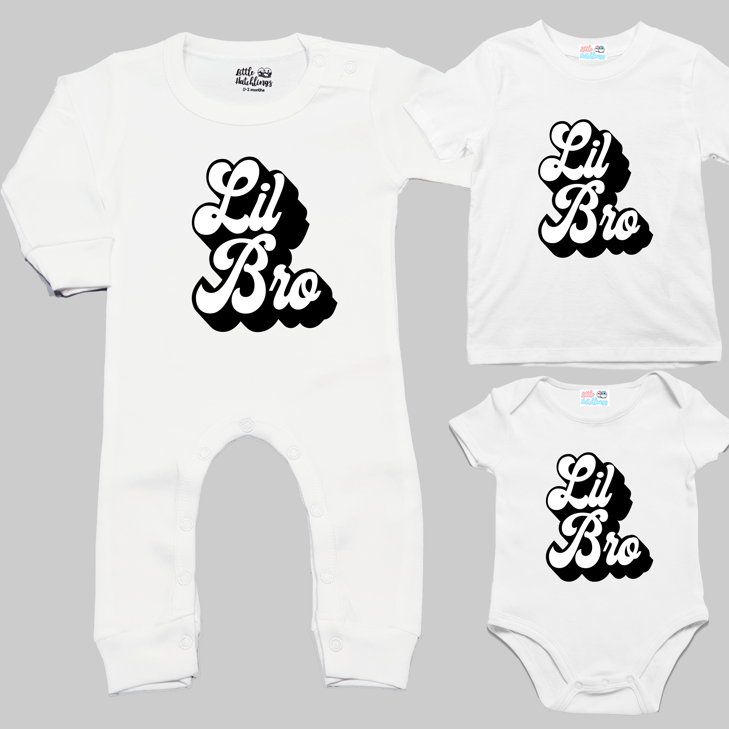 Lil /Big Bro/ Sis Personalised White Onesie / Romper / Tshirt (Cursive)