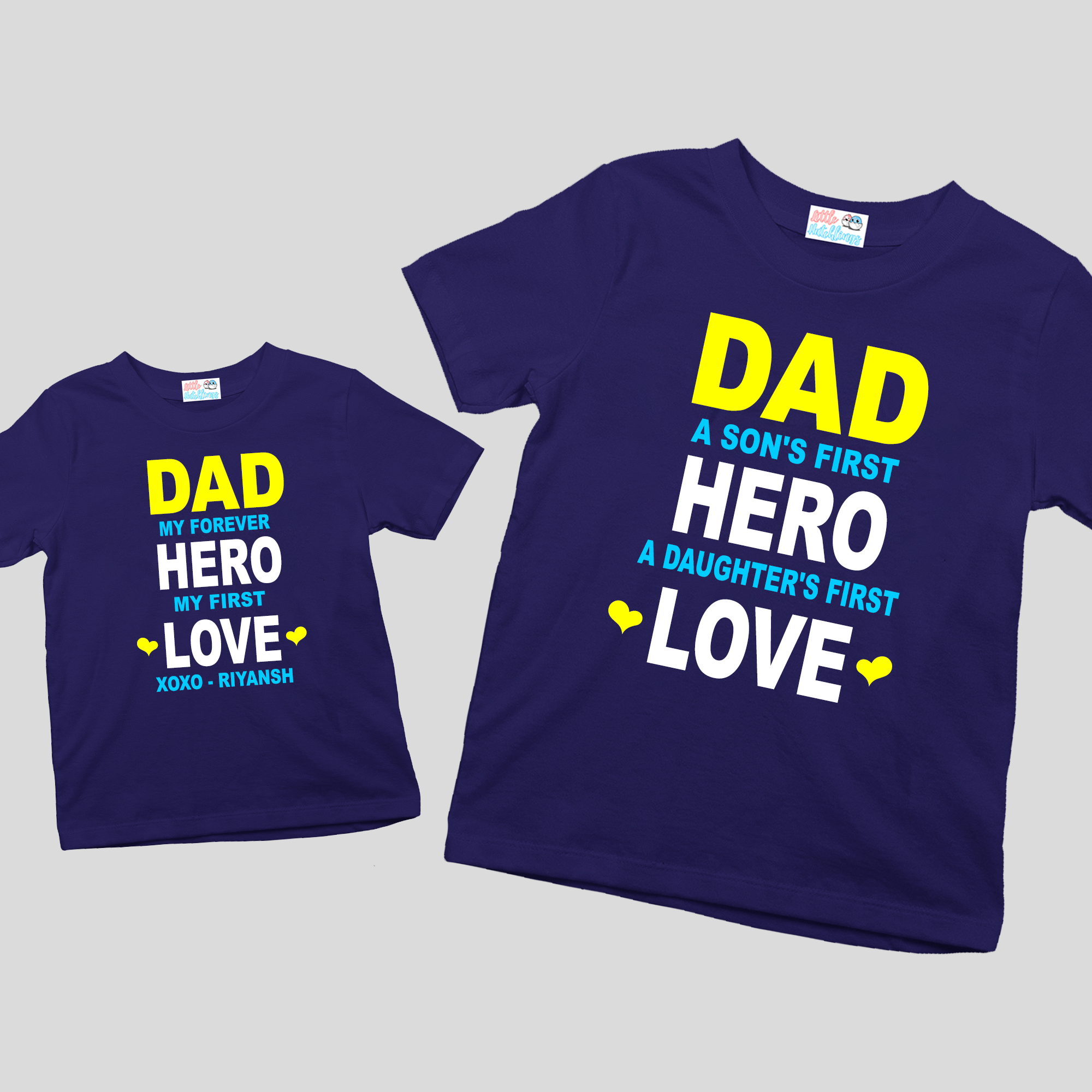 Dad Forever Hero + Love Navy Blue Combo