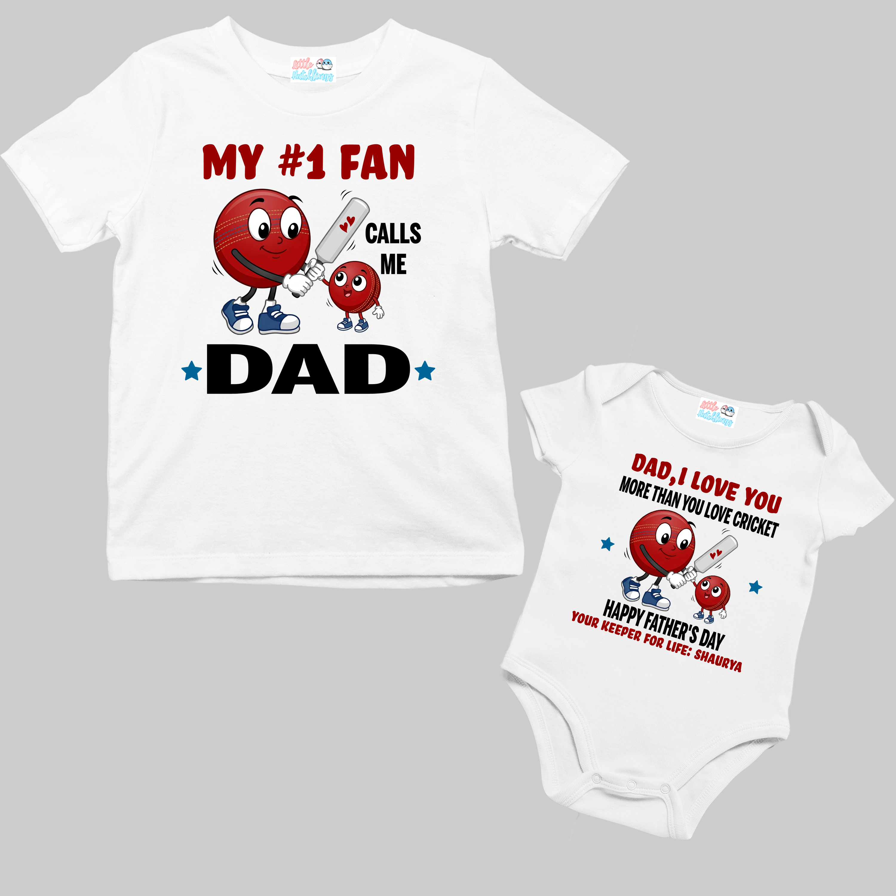 The Fathers Day Combo - Dad I Love You -Father's Day Cricket White Combo