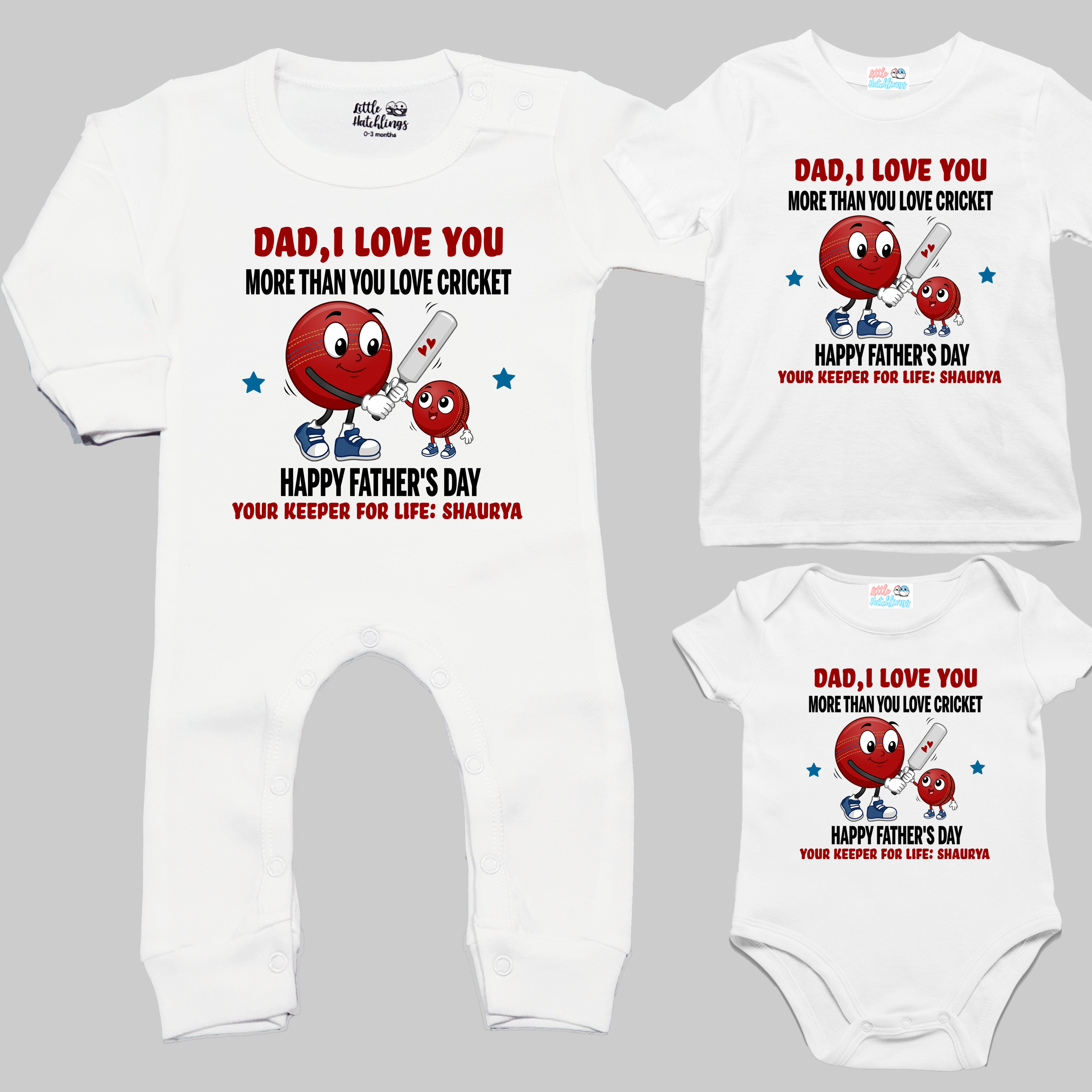 The Fathers Day Combo - Dad I Love You -Father's Day Cricket White Combo
