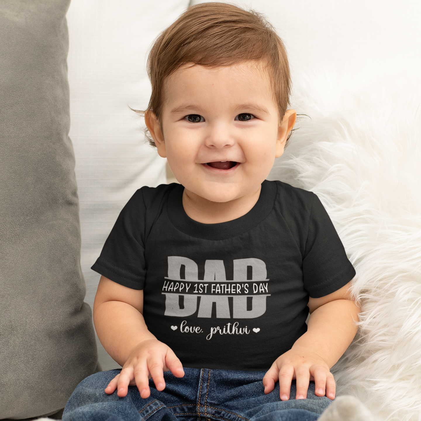 Dad Monogram First Father's Day Black Oensie / Tshirt / Romper