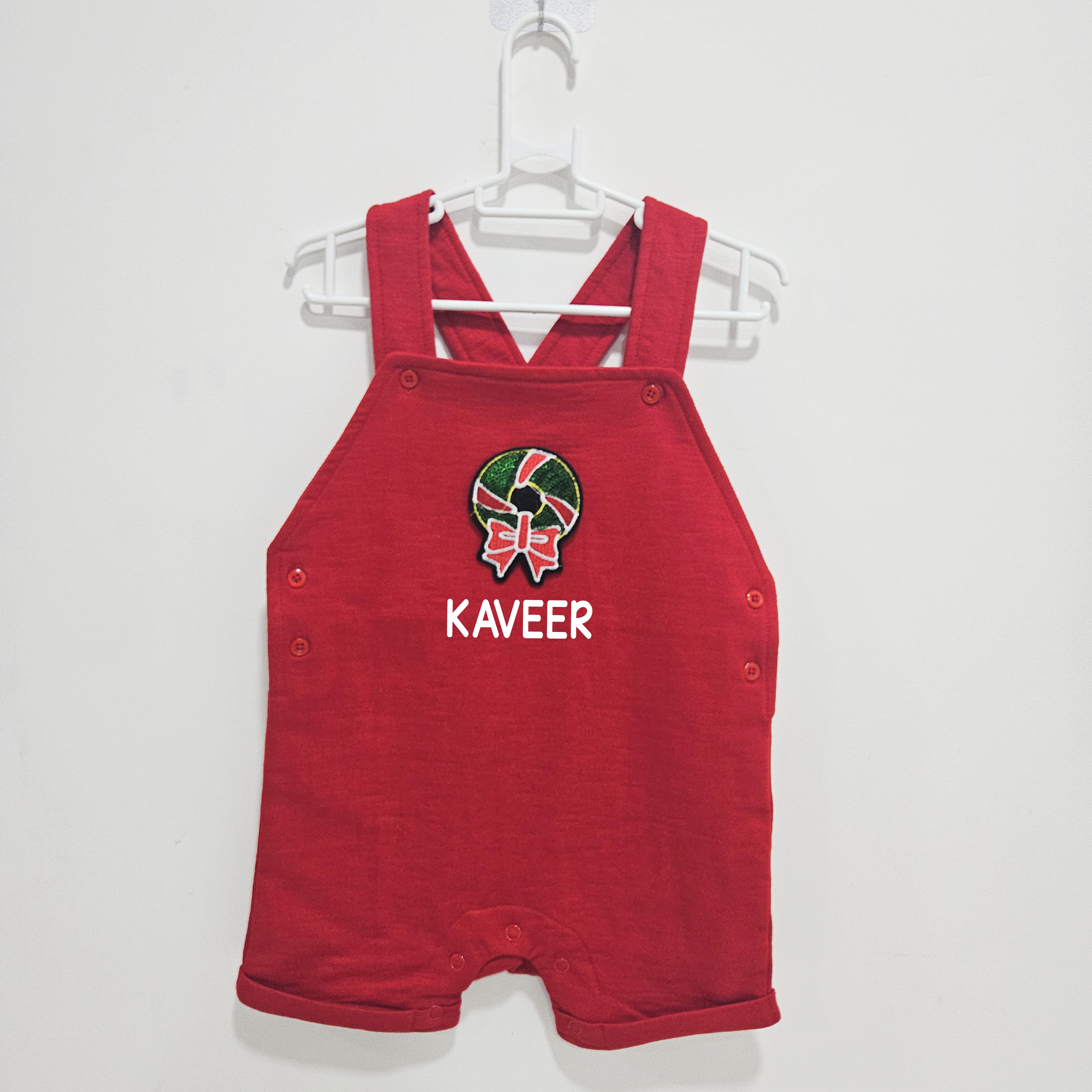 Christmas Red Dungaree (Wreath)
