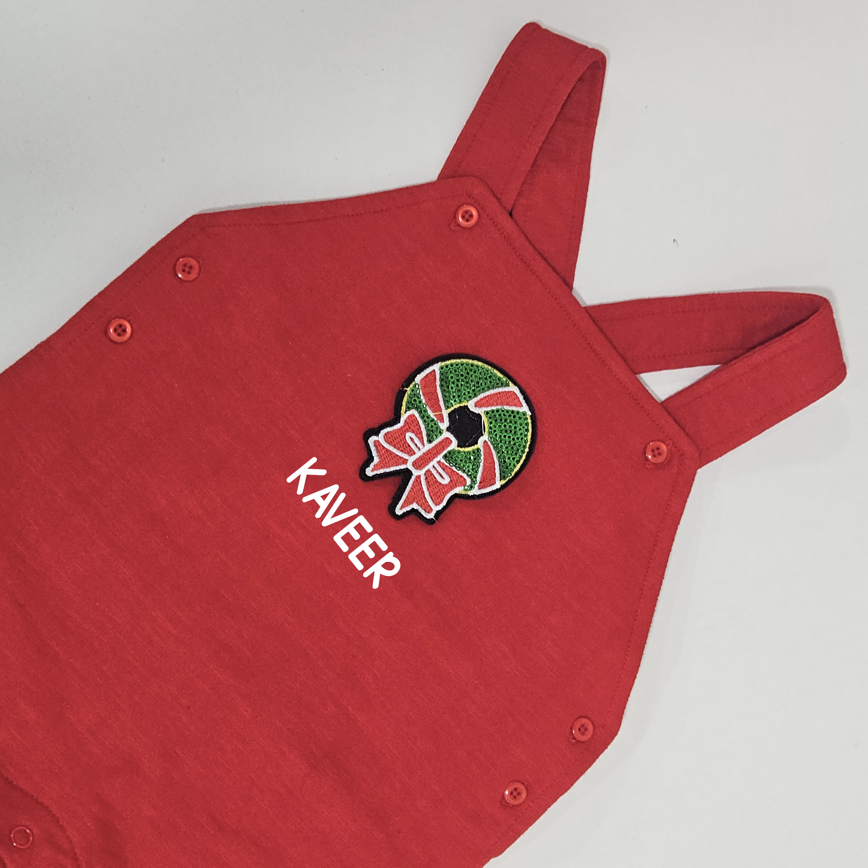 Christmas Red Dungaree (Wreath)