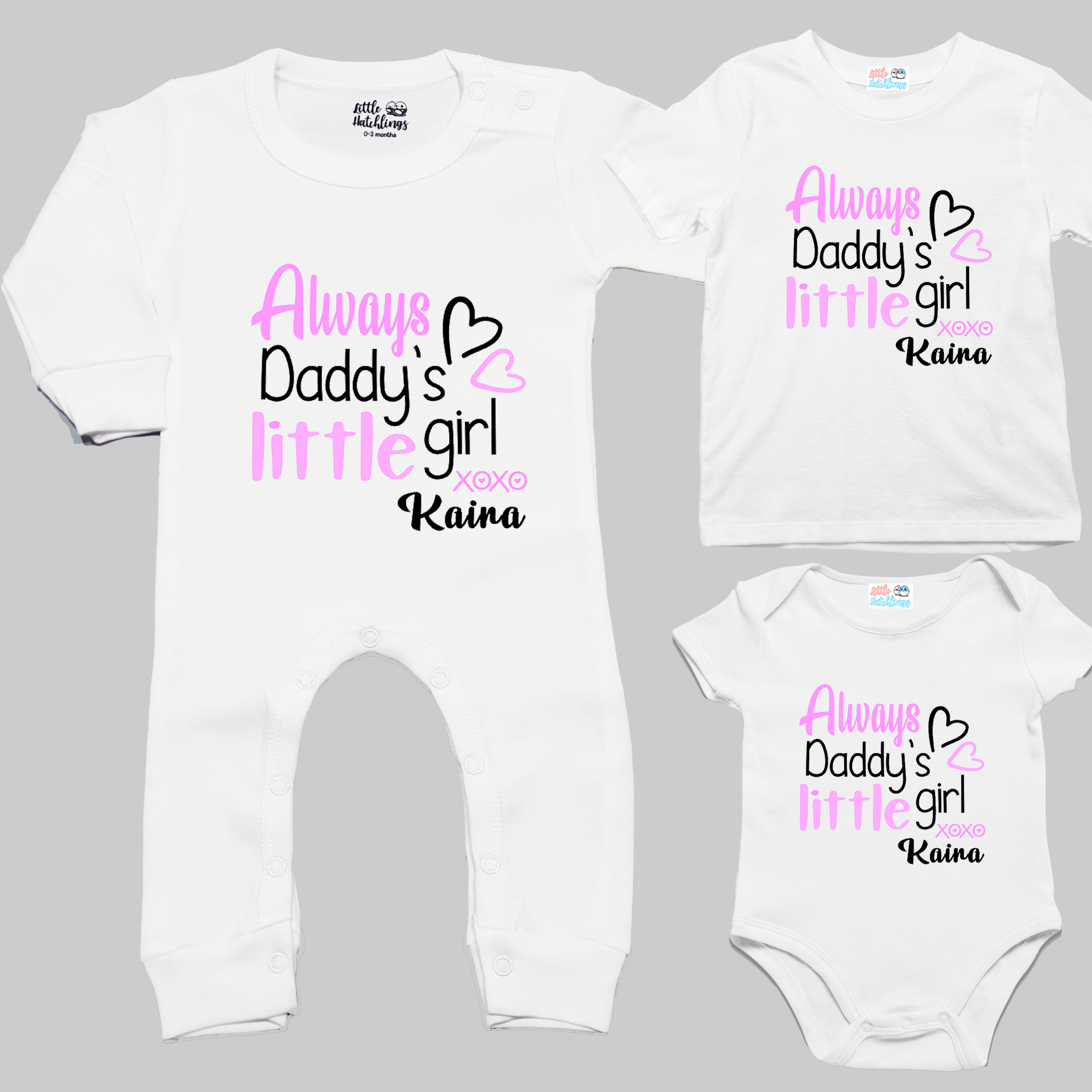 Daddy's Little Girl - Daughters Hero White Combo - Onesie + Adult T-shirt