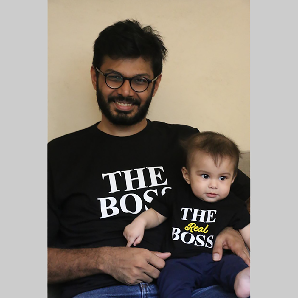 The Boss The Real Boss Black Combo - Onesie + Adult T-shirt