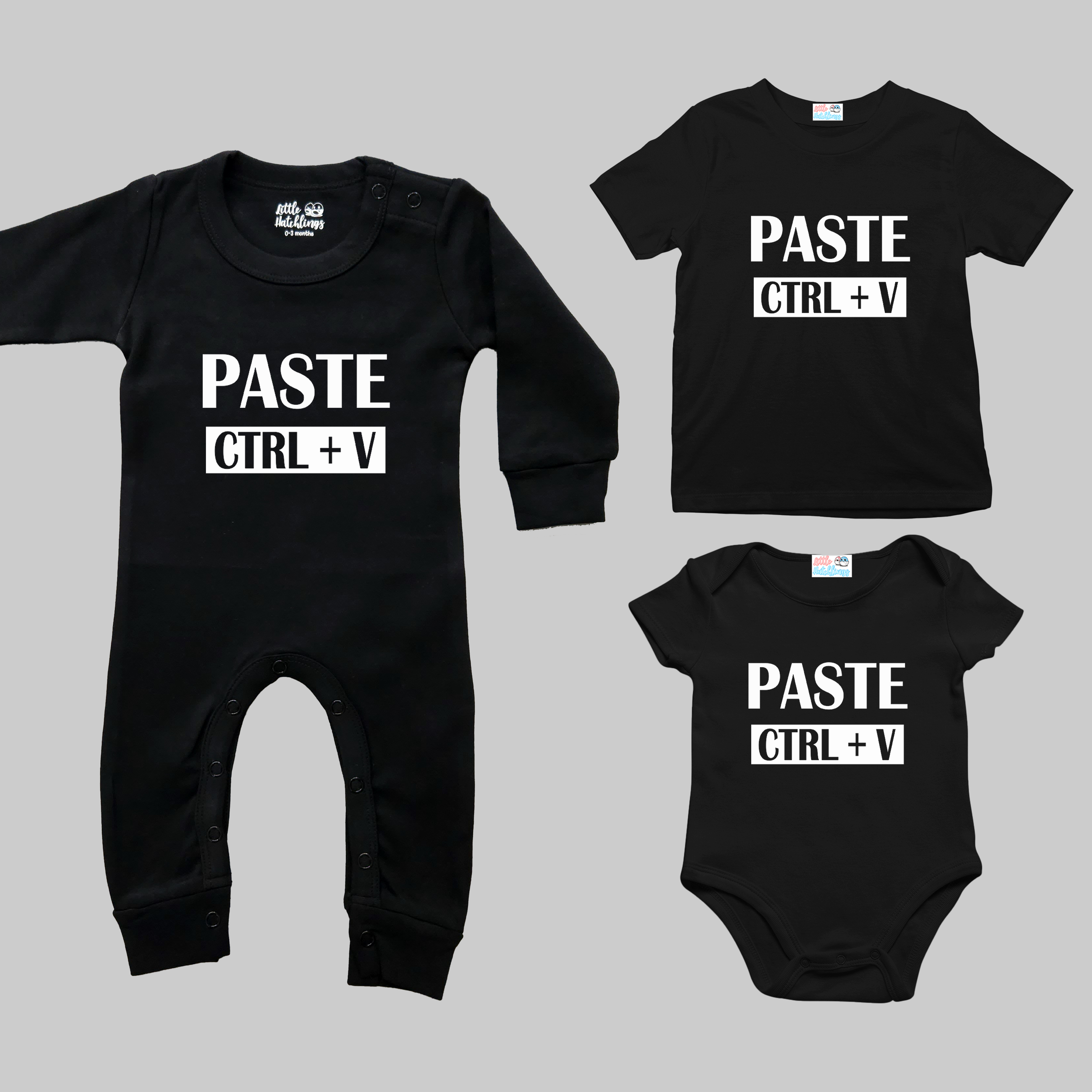 Copy Paste Black Combo - Adult Tshirt + Full Romper