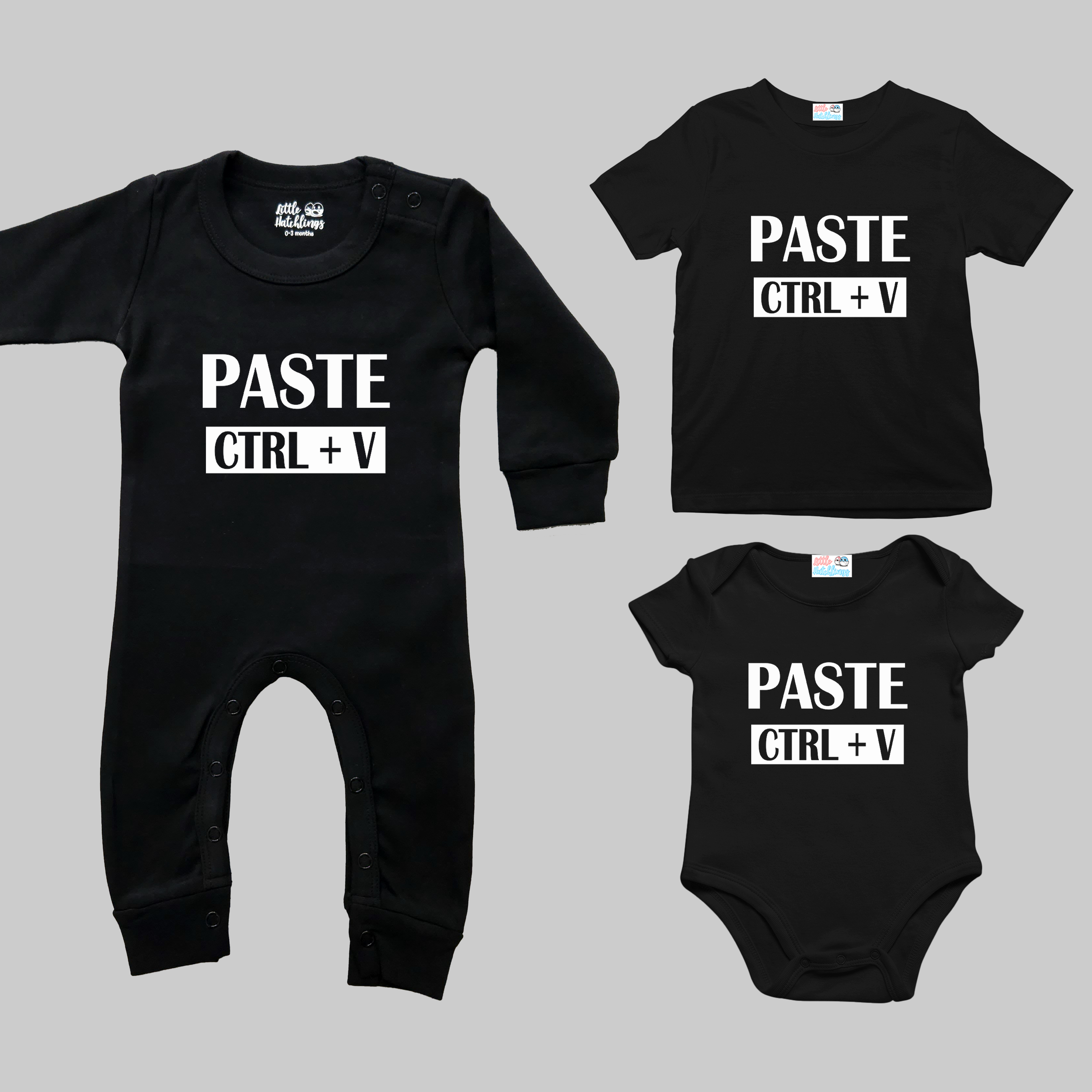 Copy Paste Black Combo - Onesie + Adult T-shirt
