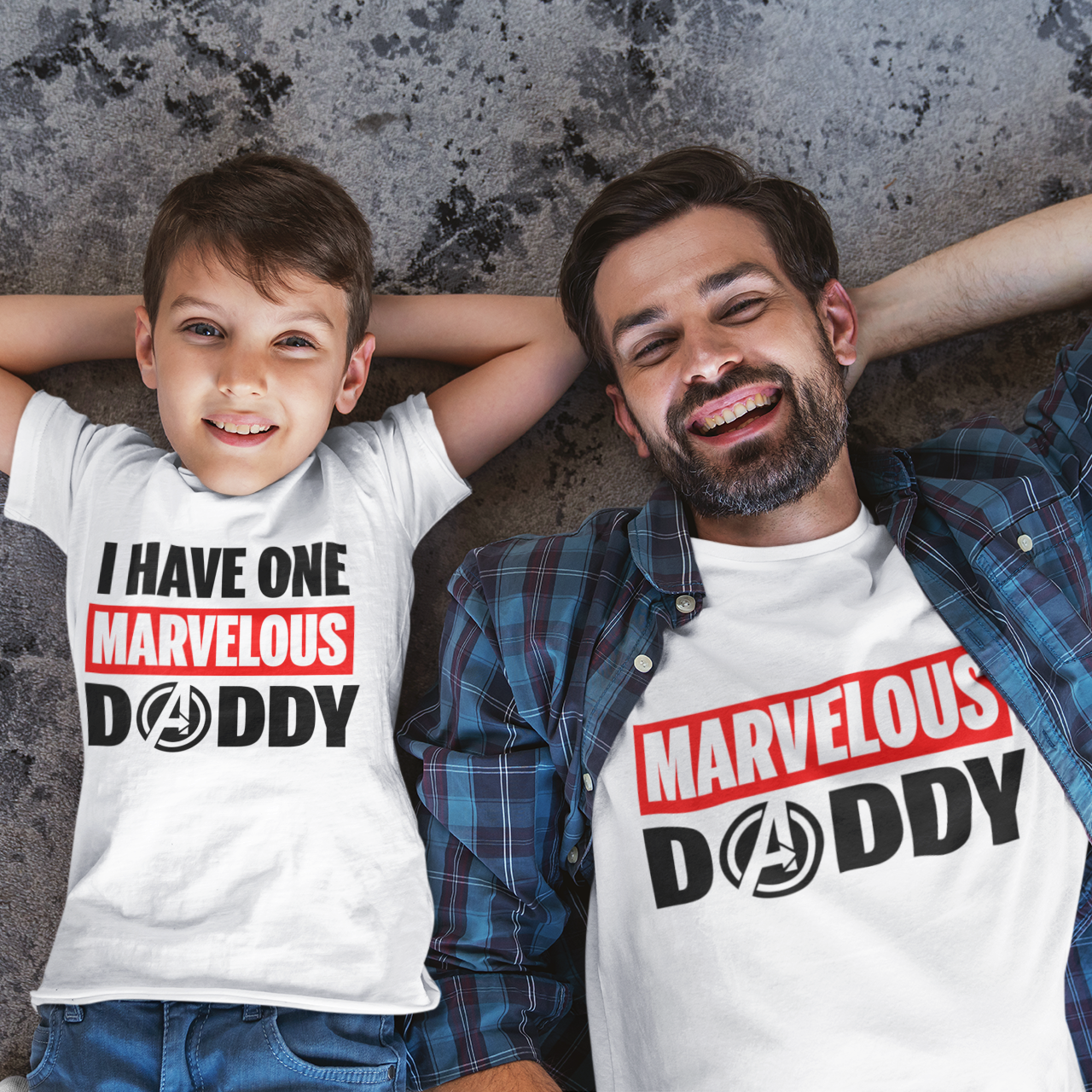 Marvel Daddy & Kid White Combo- Onesie + Adult T-shirt