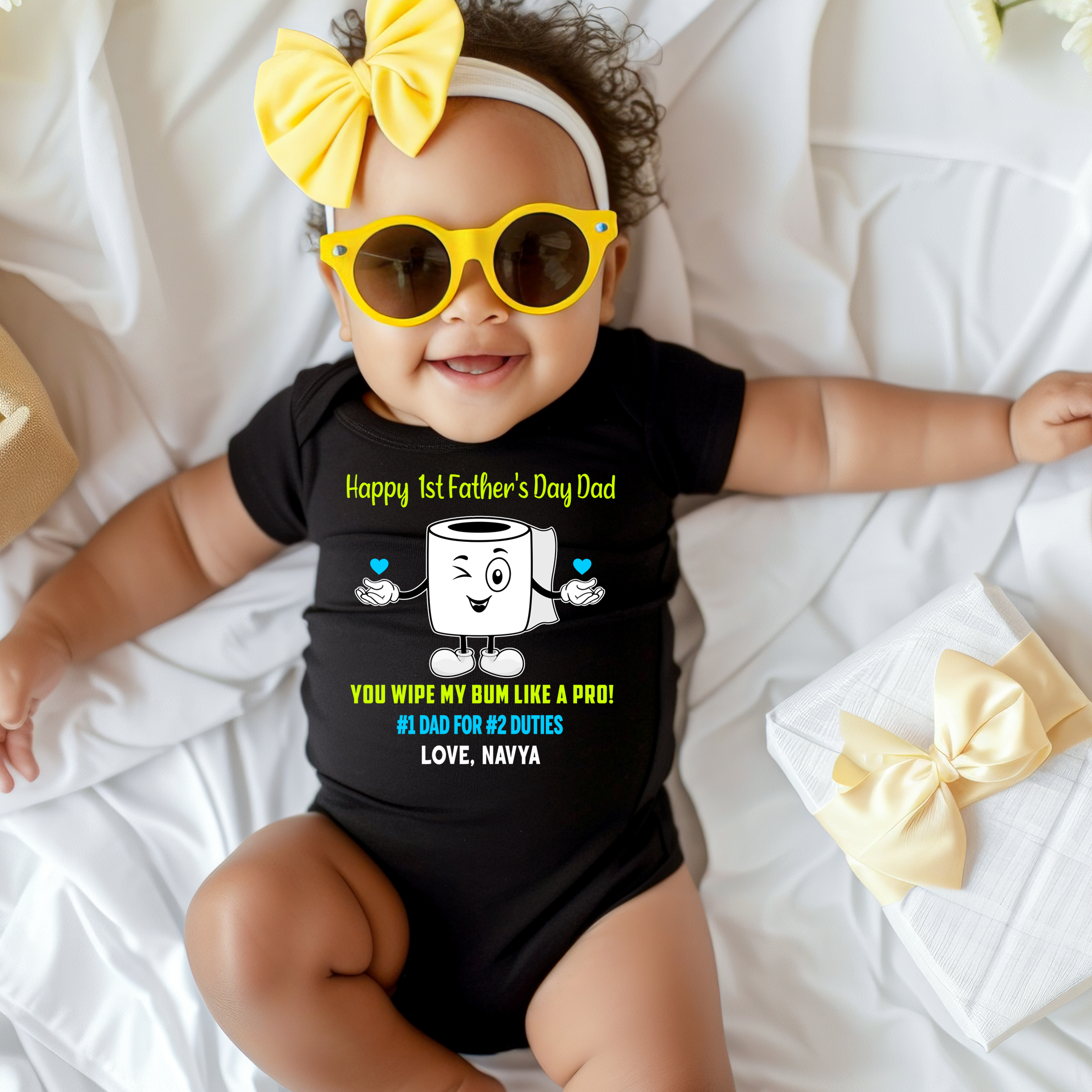 Happy 1st Father's Day Tissue Roll Black