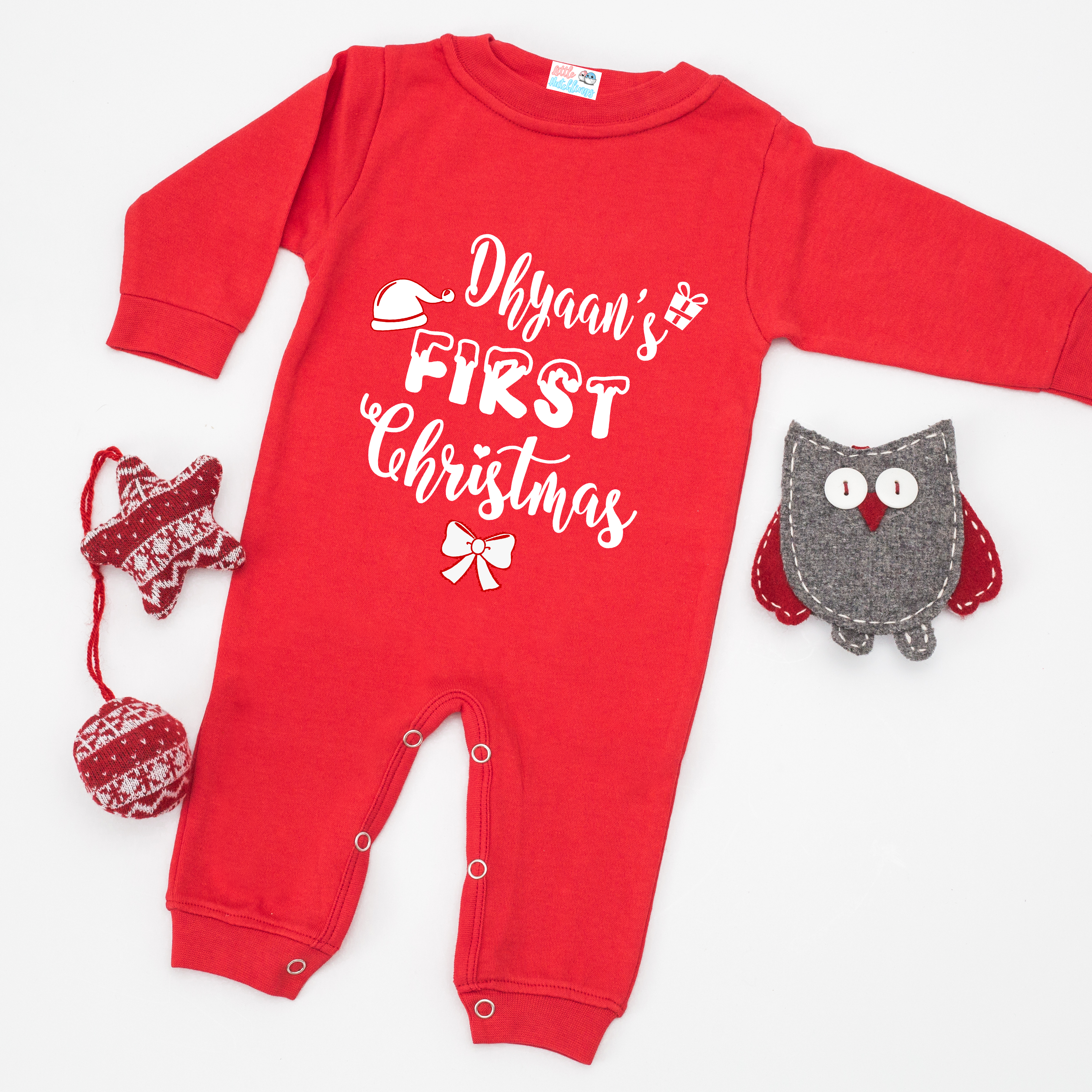 Personalised First Christmas Bow Onesies / Full Romper