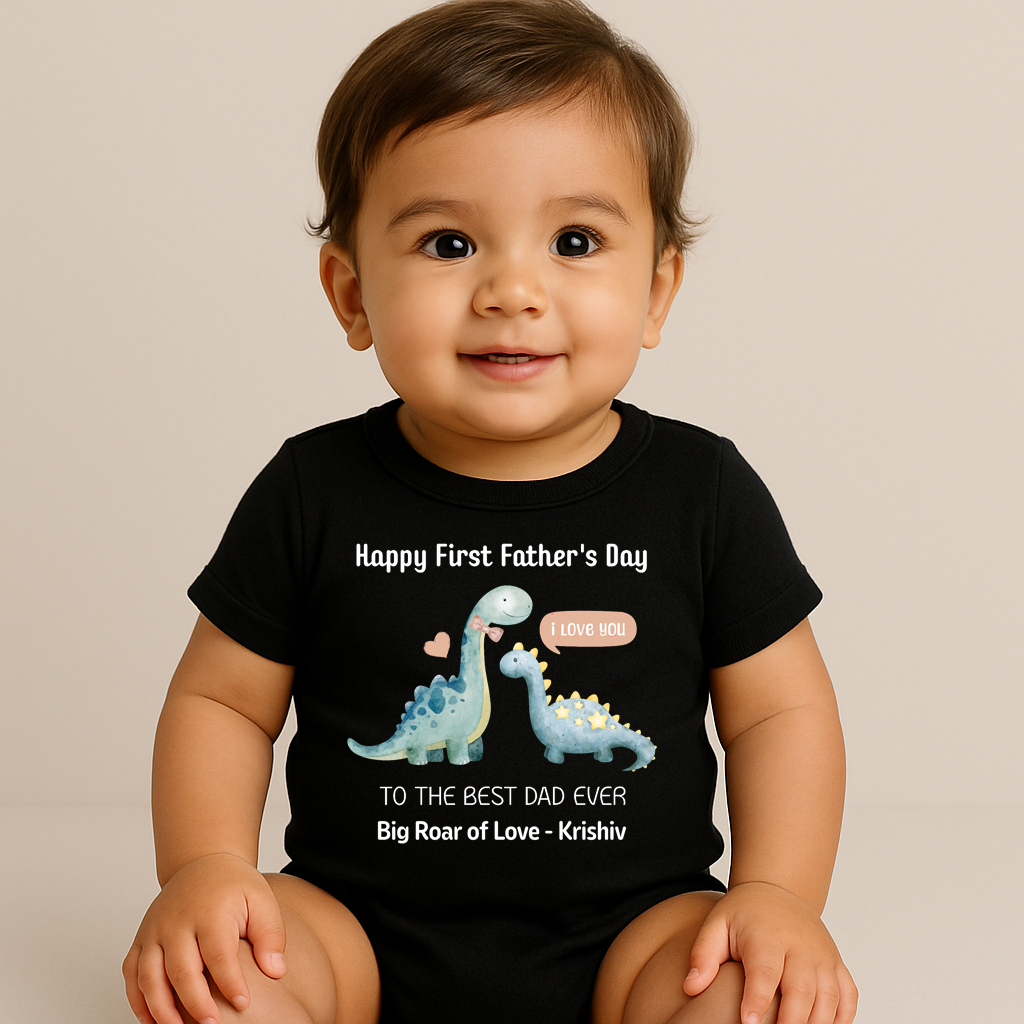 First Father's Day (Dino) With Name Black