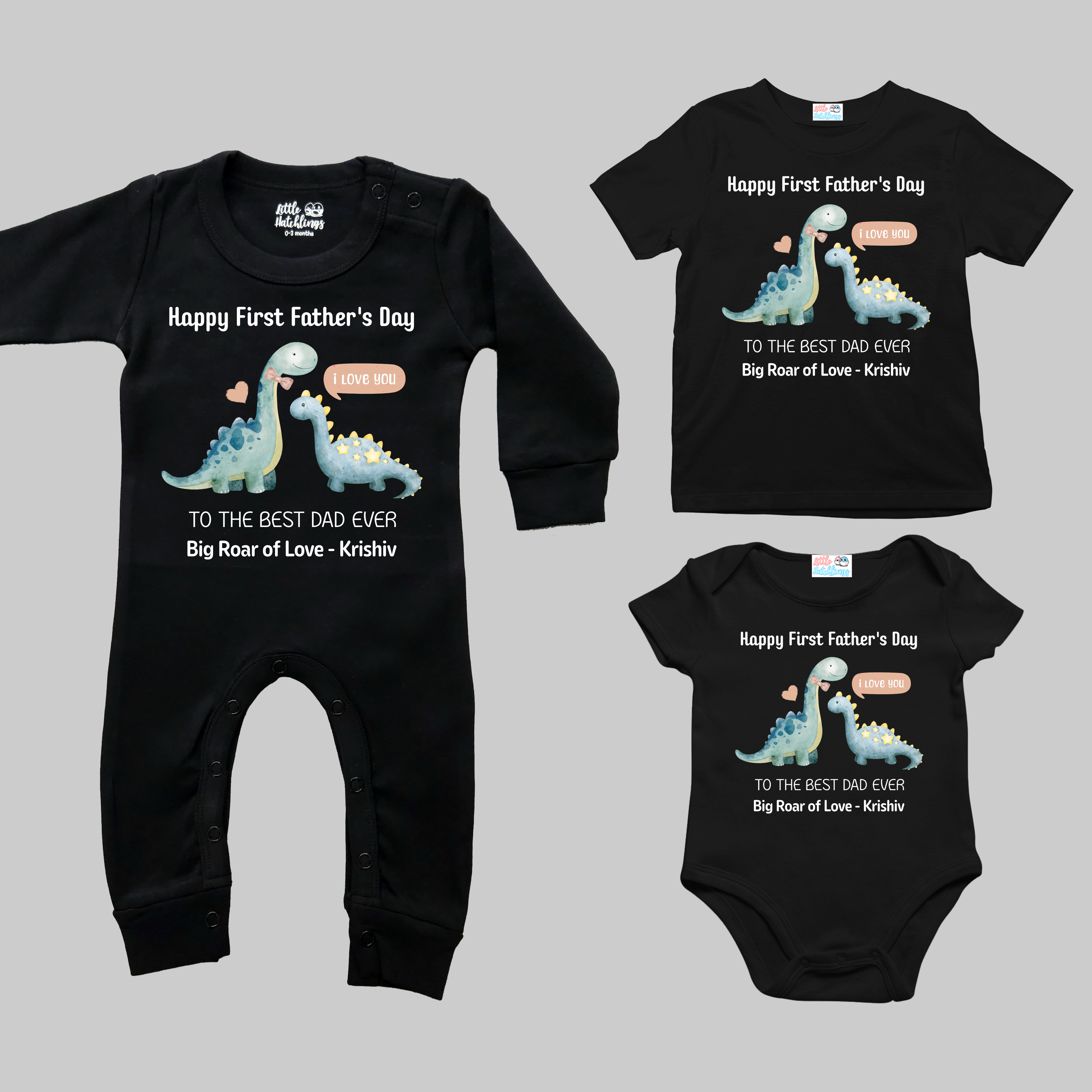 First Father's Day (Dino) With Name Black