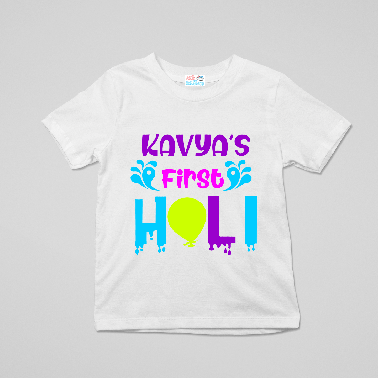 My First Holi Personalised White Onesie / Romper / Tshirt (Mirror Droplets)