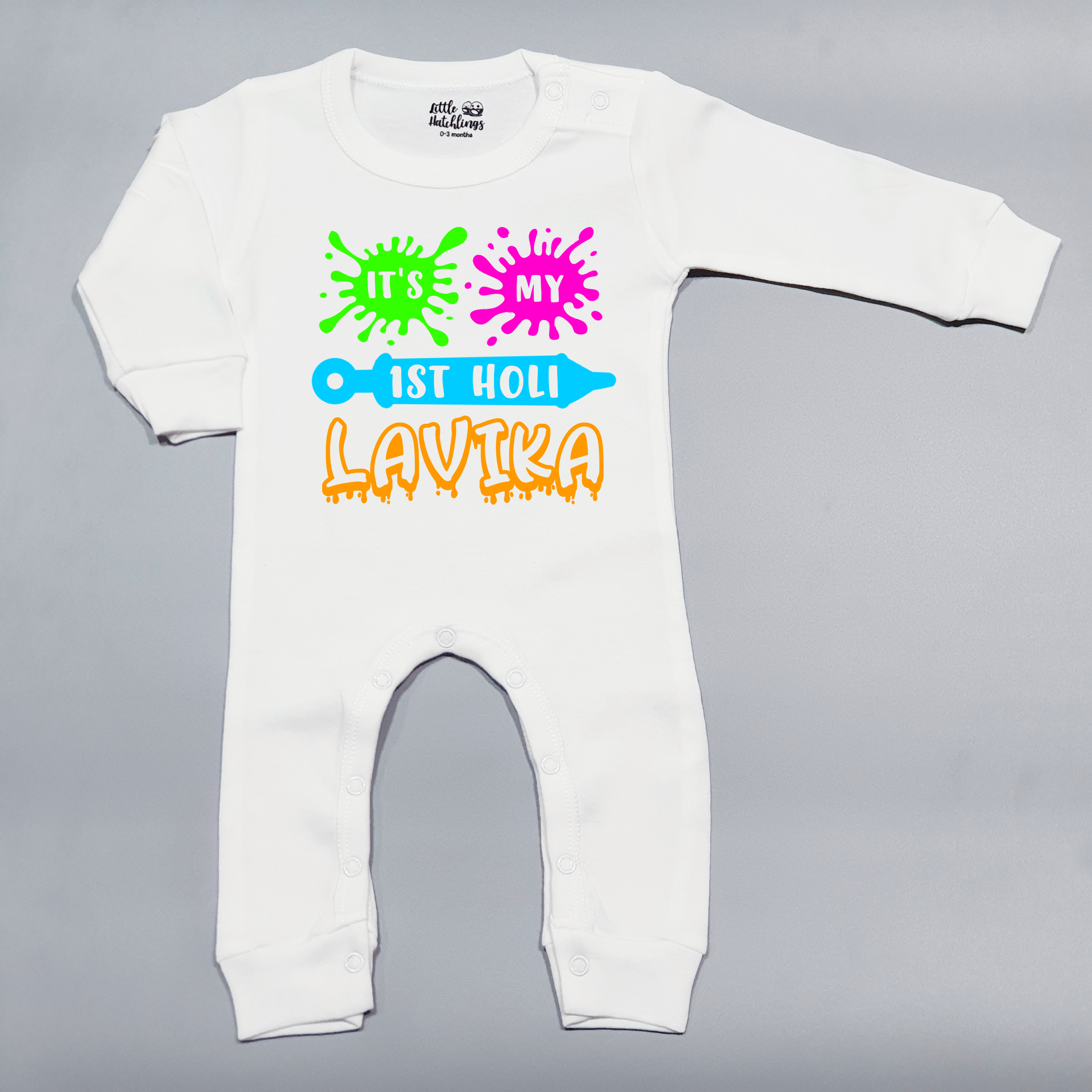 It's My 1st Holi Personalised White Onesie (Splashes & Pichkari 2022)