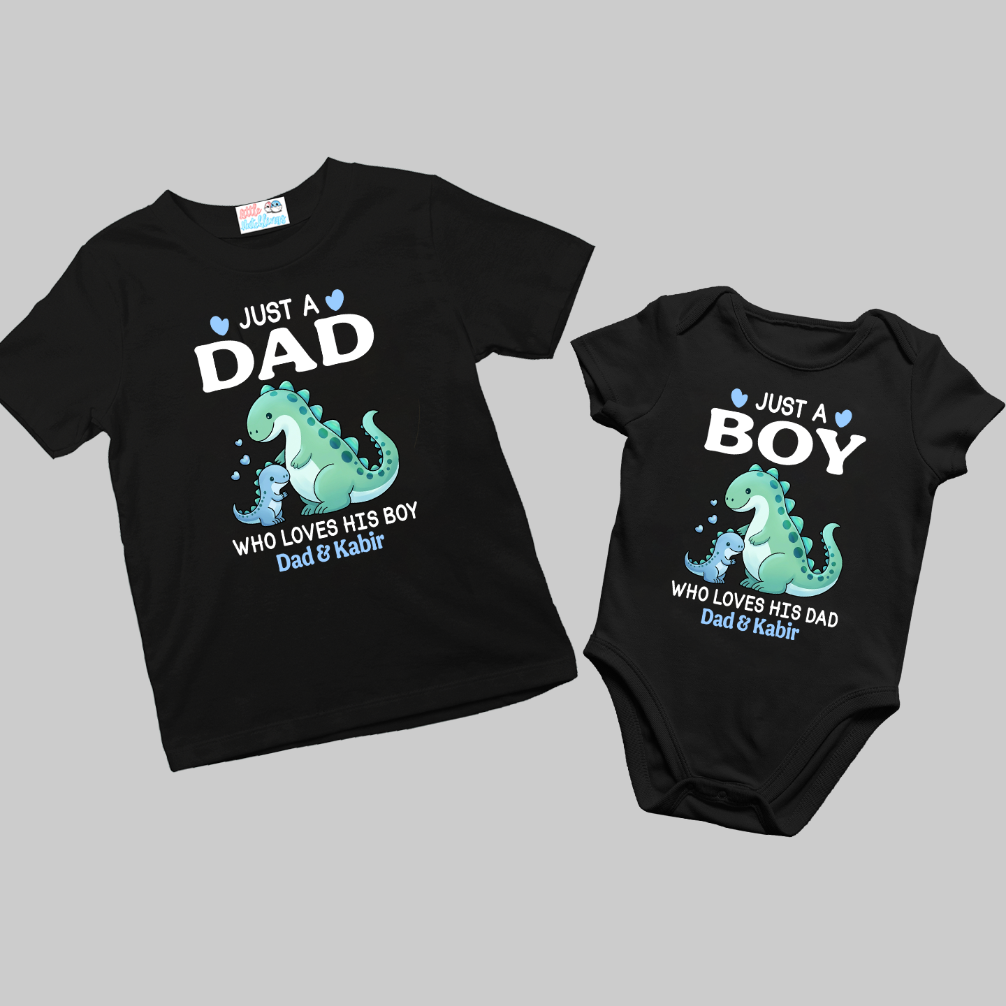 The Father's Day Combo - Just a Boy + Dad Love Combo Black (dino)