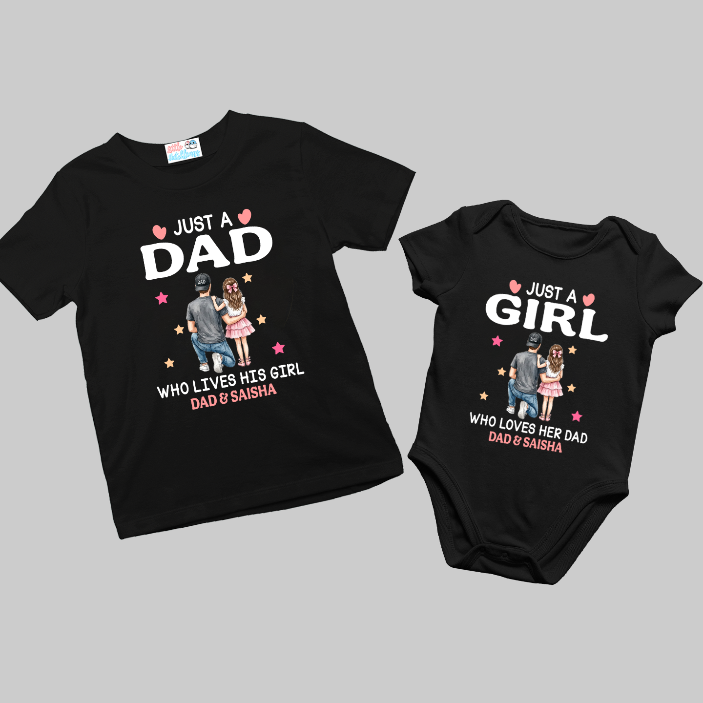 The Fathers Day Combo - Just a Girl + Dad Love Combo Black