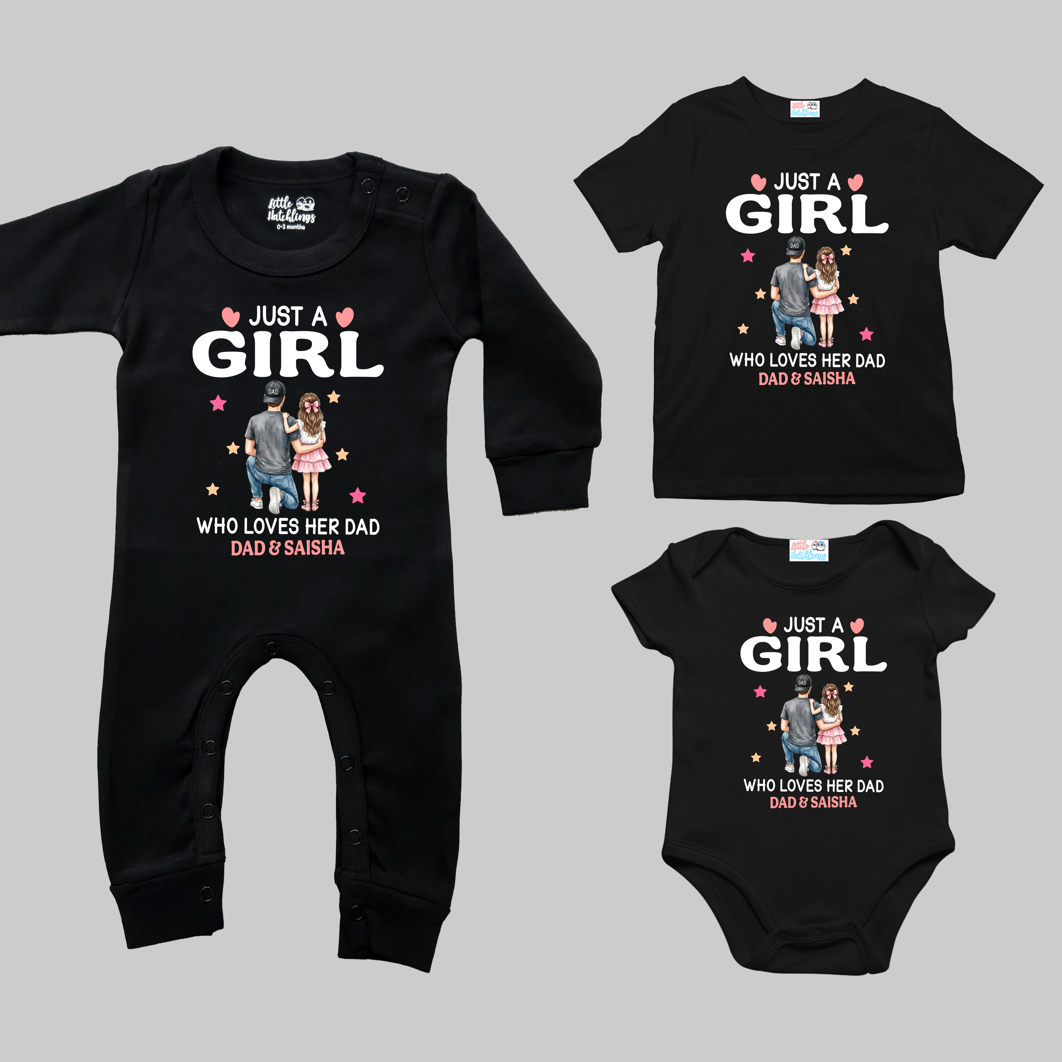 The Fathers Day Combo - Just a Girl + Dad Love Combo Black