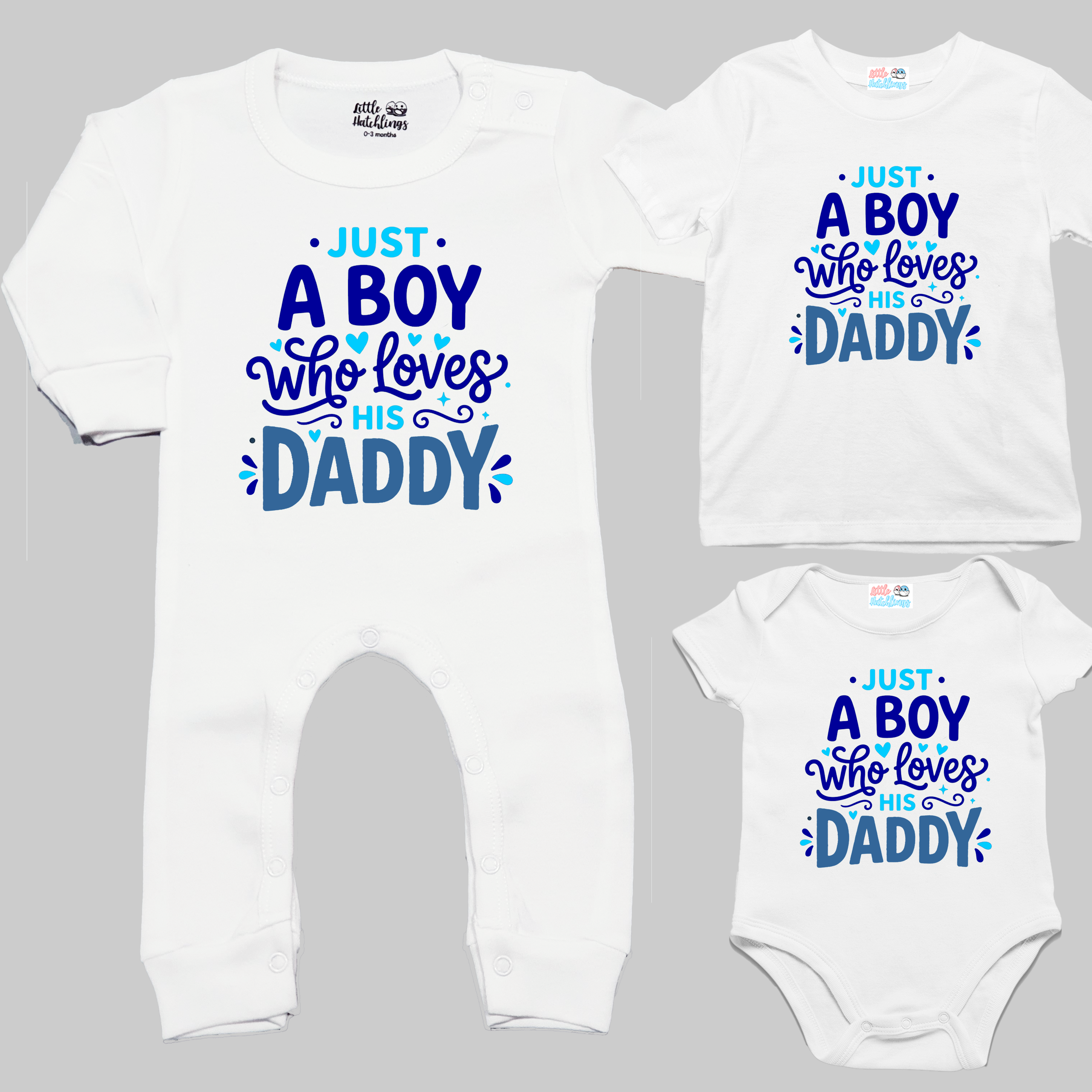 The Fathers Day Combo - Just a daddy who loves his boy  + Just a Boy who loves his daddy -White combo