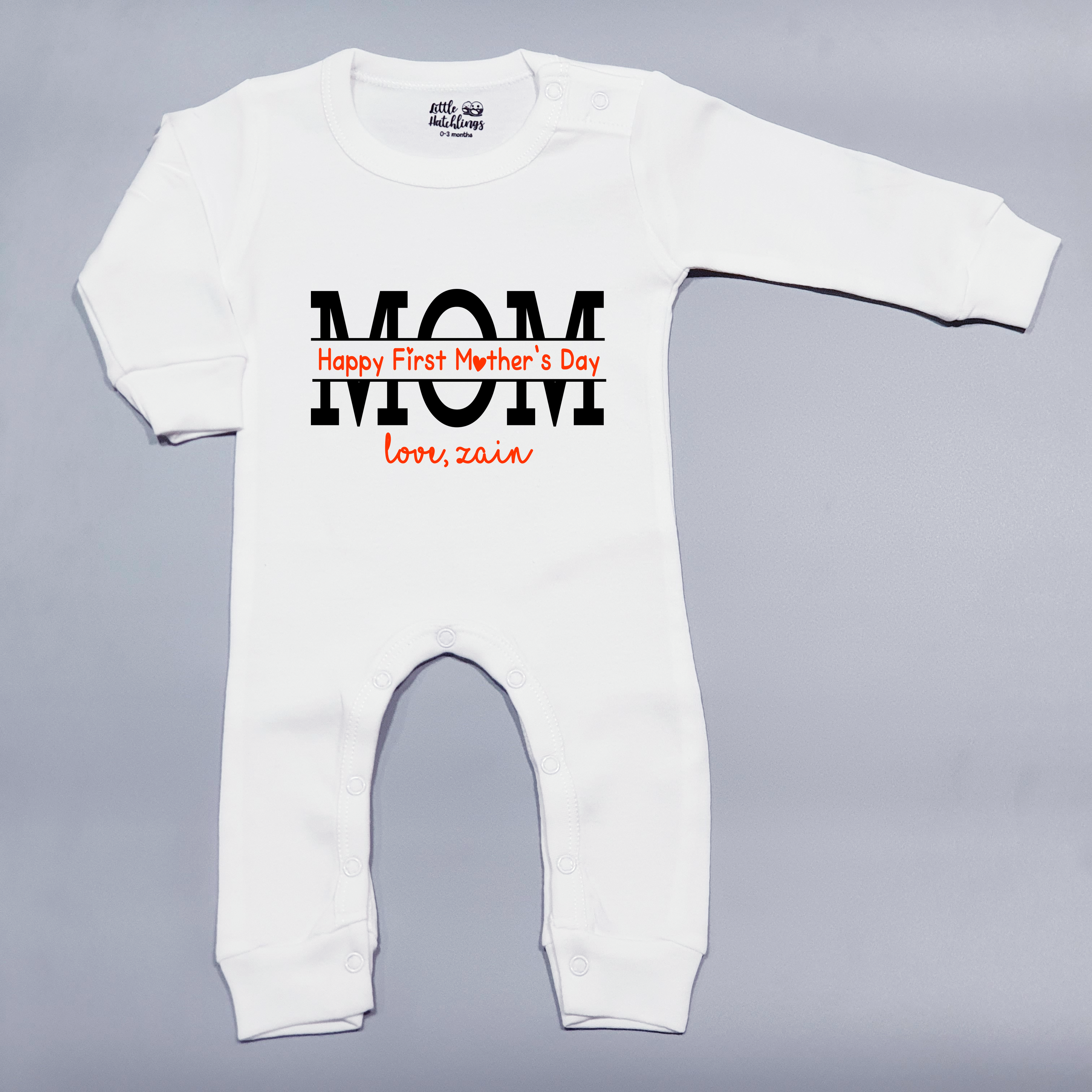 First Mother's Day Personalised - White - Onesie / Romper / Tshirt (MOM Monogram)