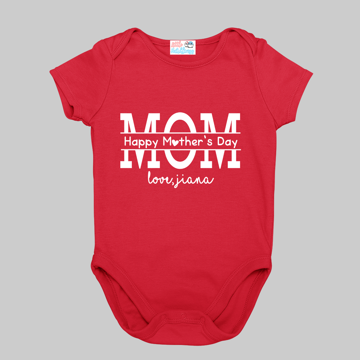 First Mother's Day Personalised - Red - Onesie / Romper / Tshirt (MOM Monogram)