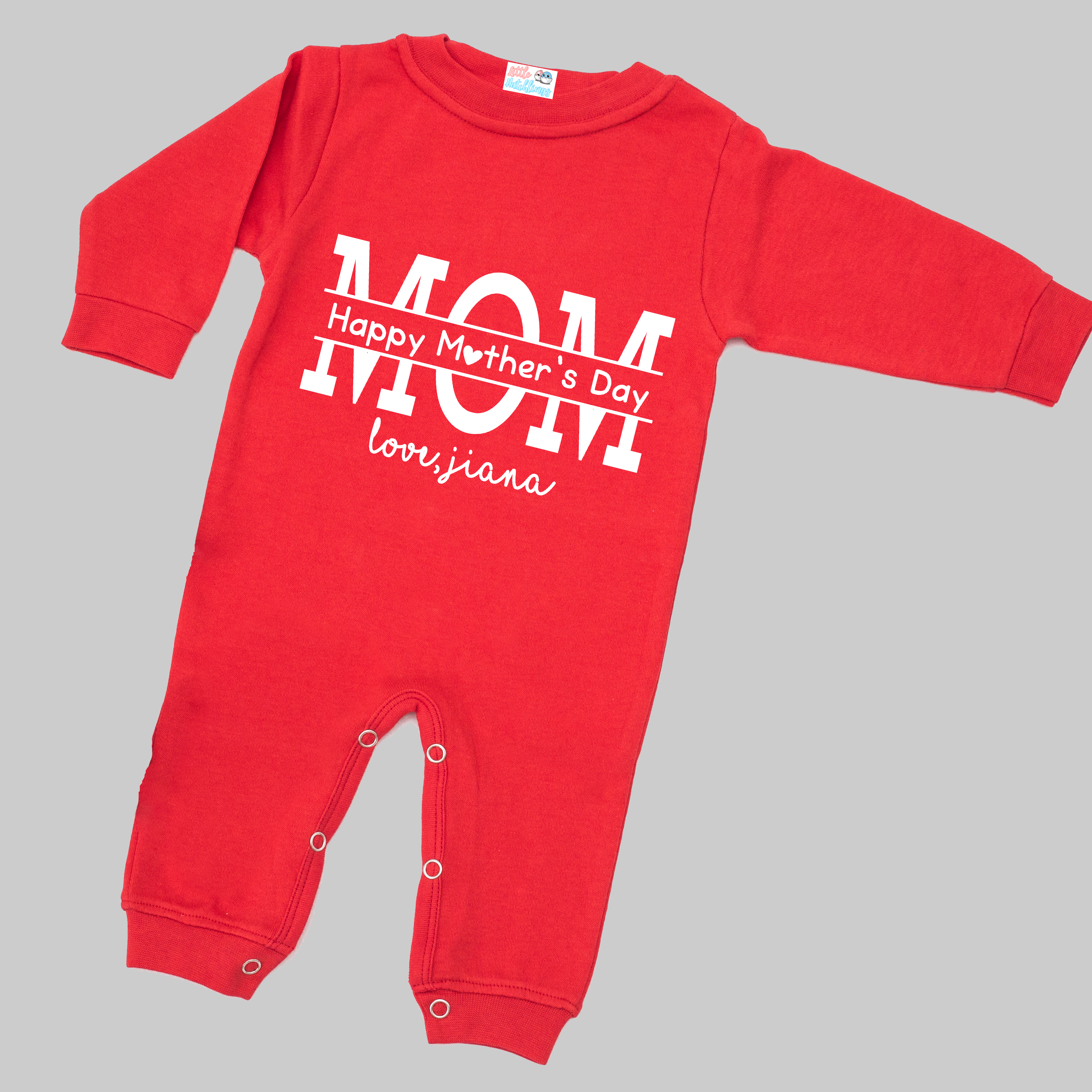 First Mother's Day Personalised - Red - Onesie / Romper / Tshirt (MOM Monogram)