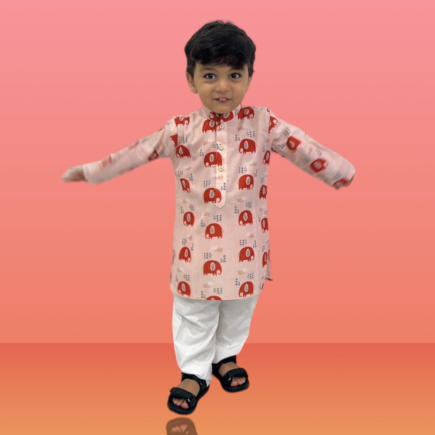 Elephant Kurta Set (Orange)