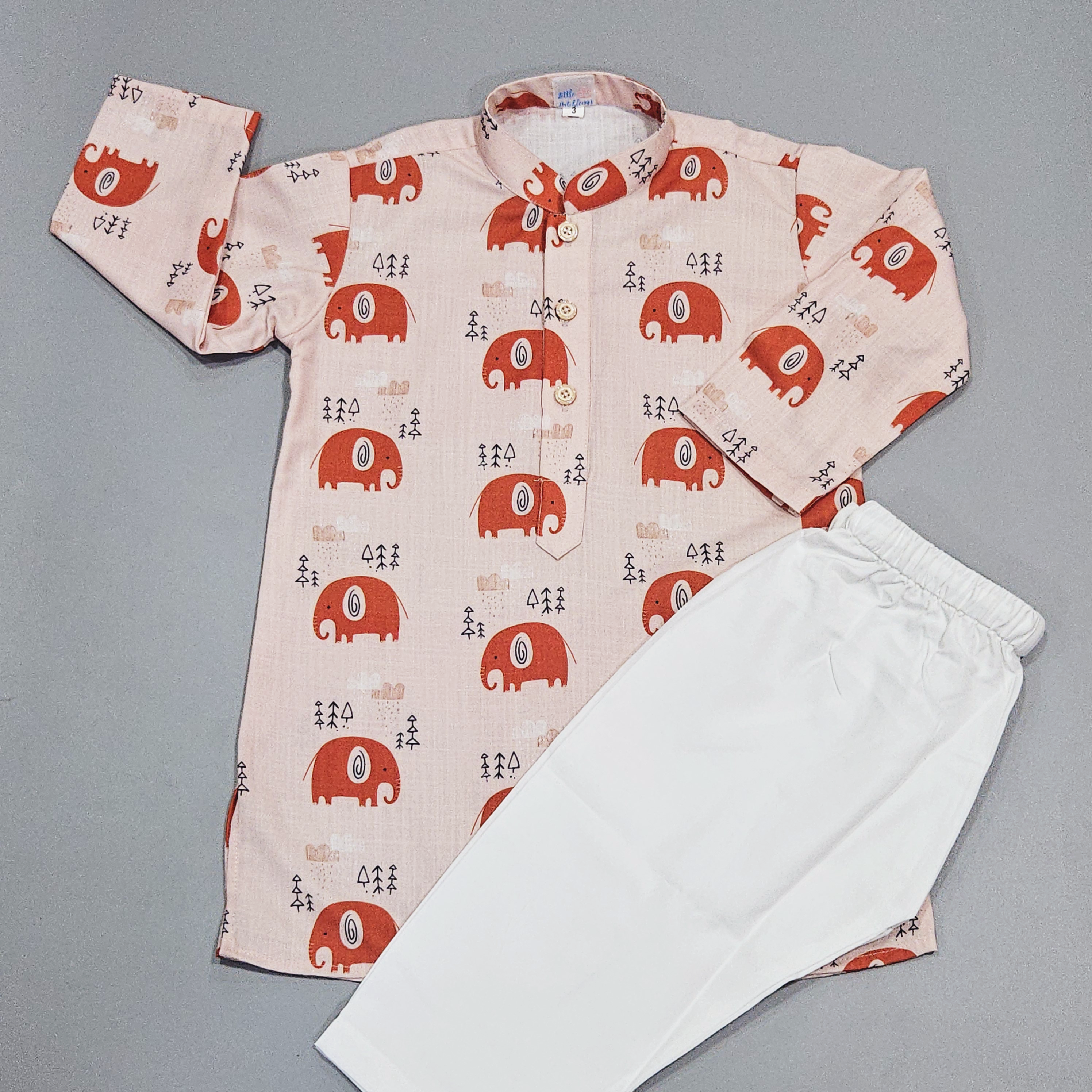 Elephant Kurta Set (Orange)