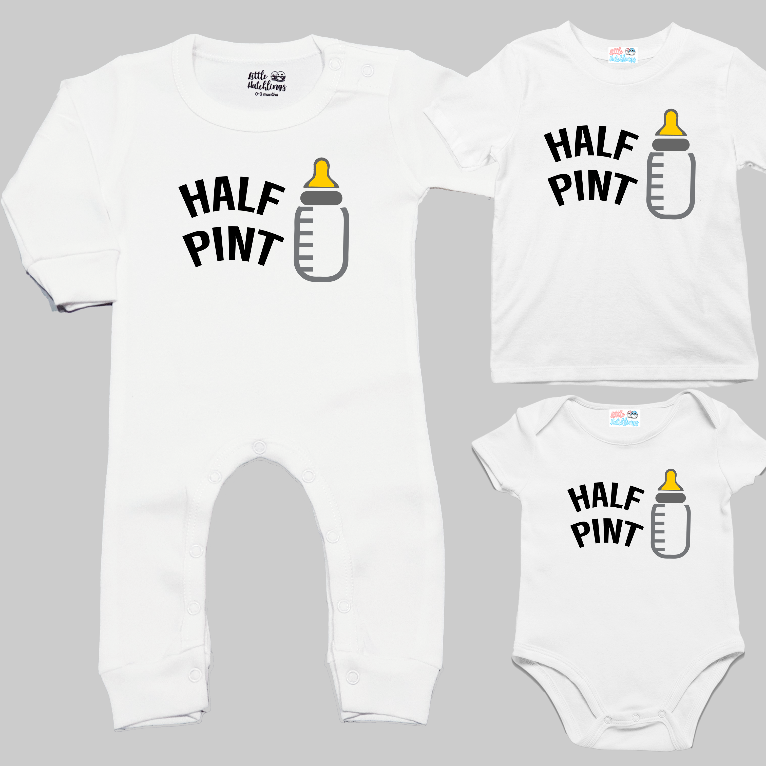 Pint + Half Pint White And Grey Combo (Milk Bottle & Beer Mug)