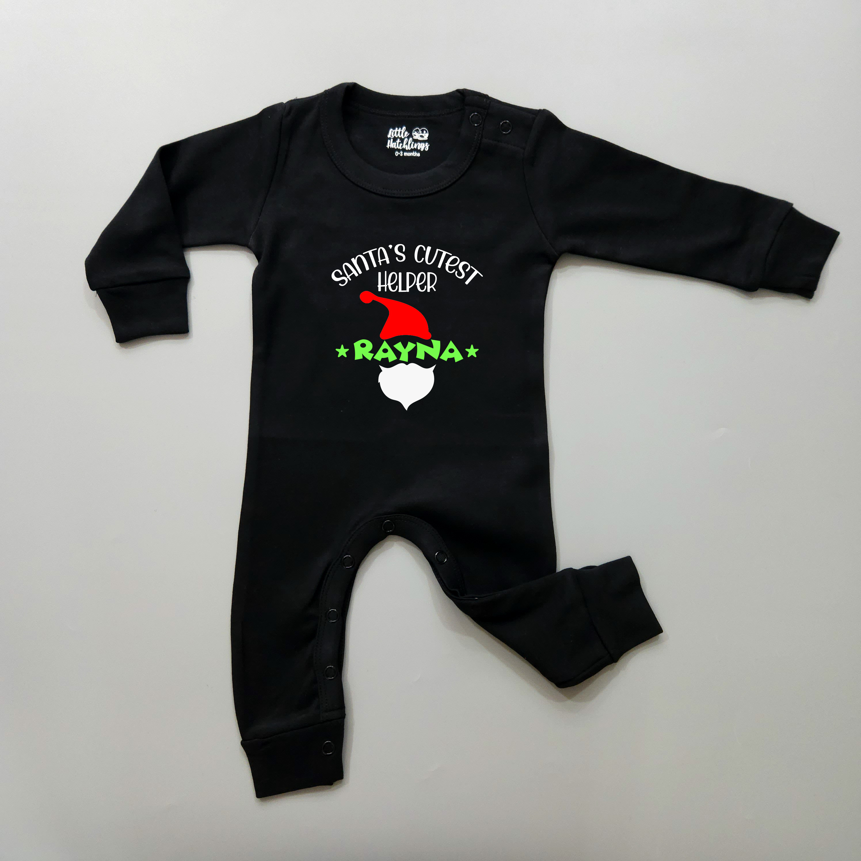 Customised Santa's Helper Black Onesie / Tshirt