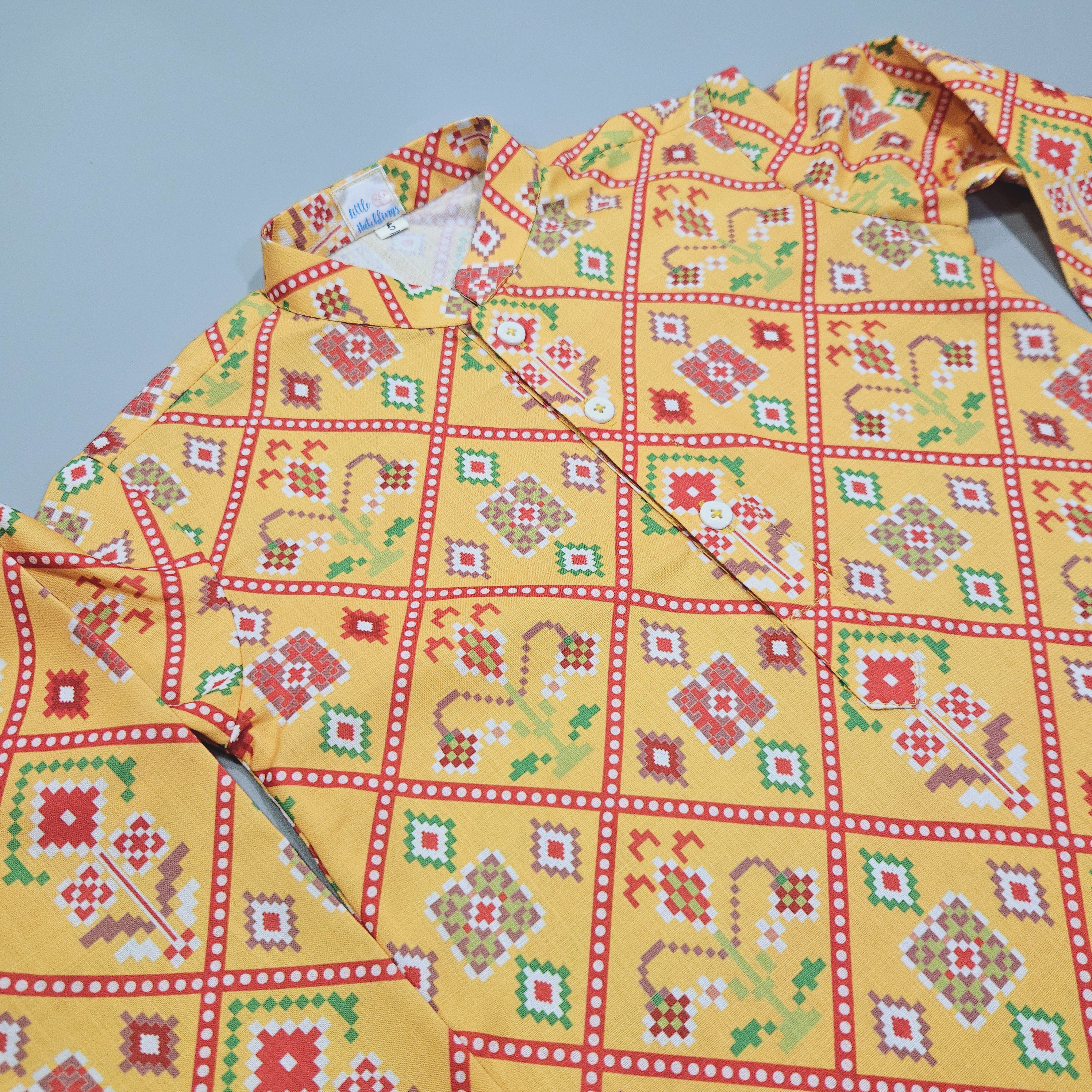 Yellow Patola Print Kurta Set