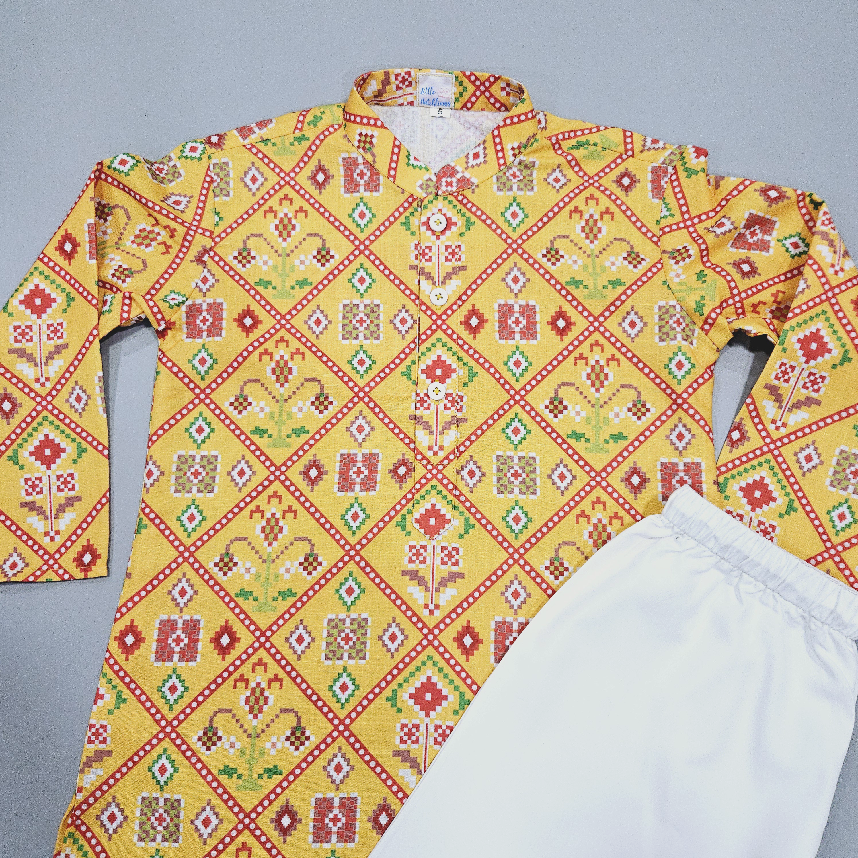 Yellow Patola Print Kurta Set