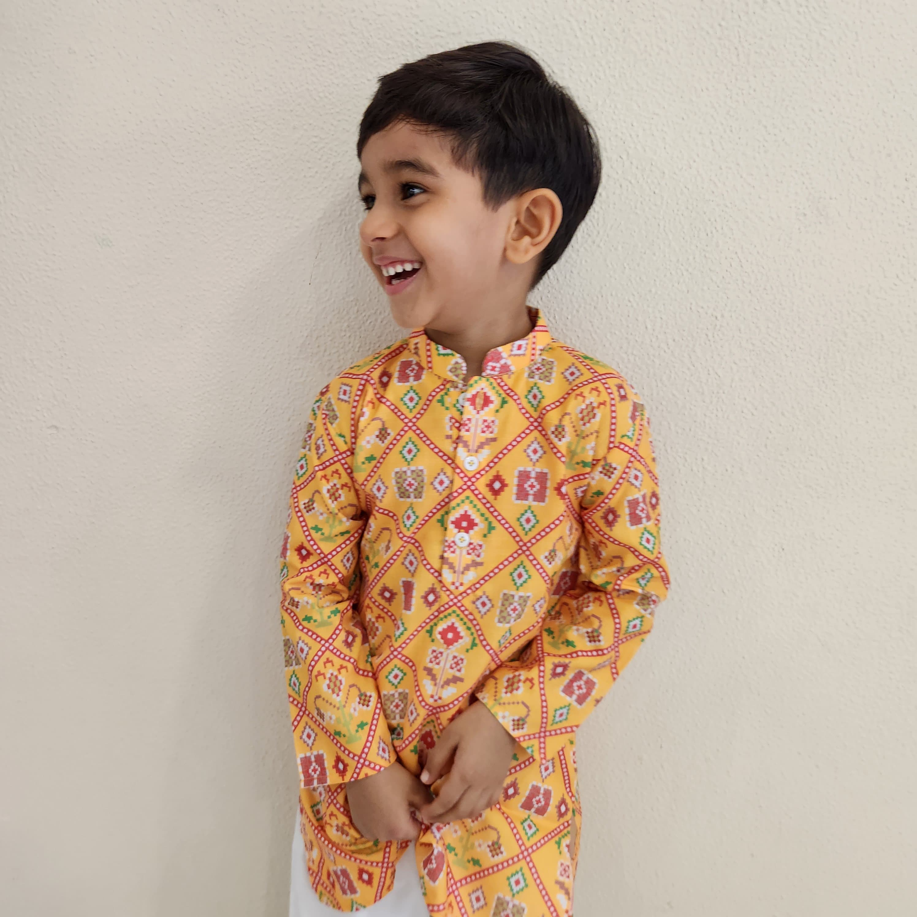 Yellow Patola Print Kurta Set