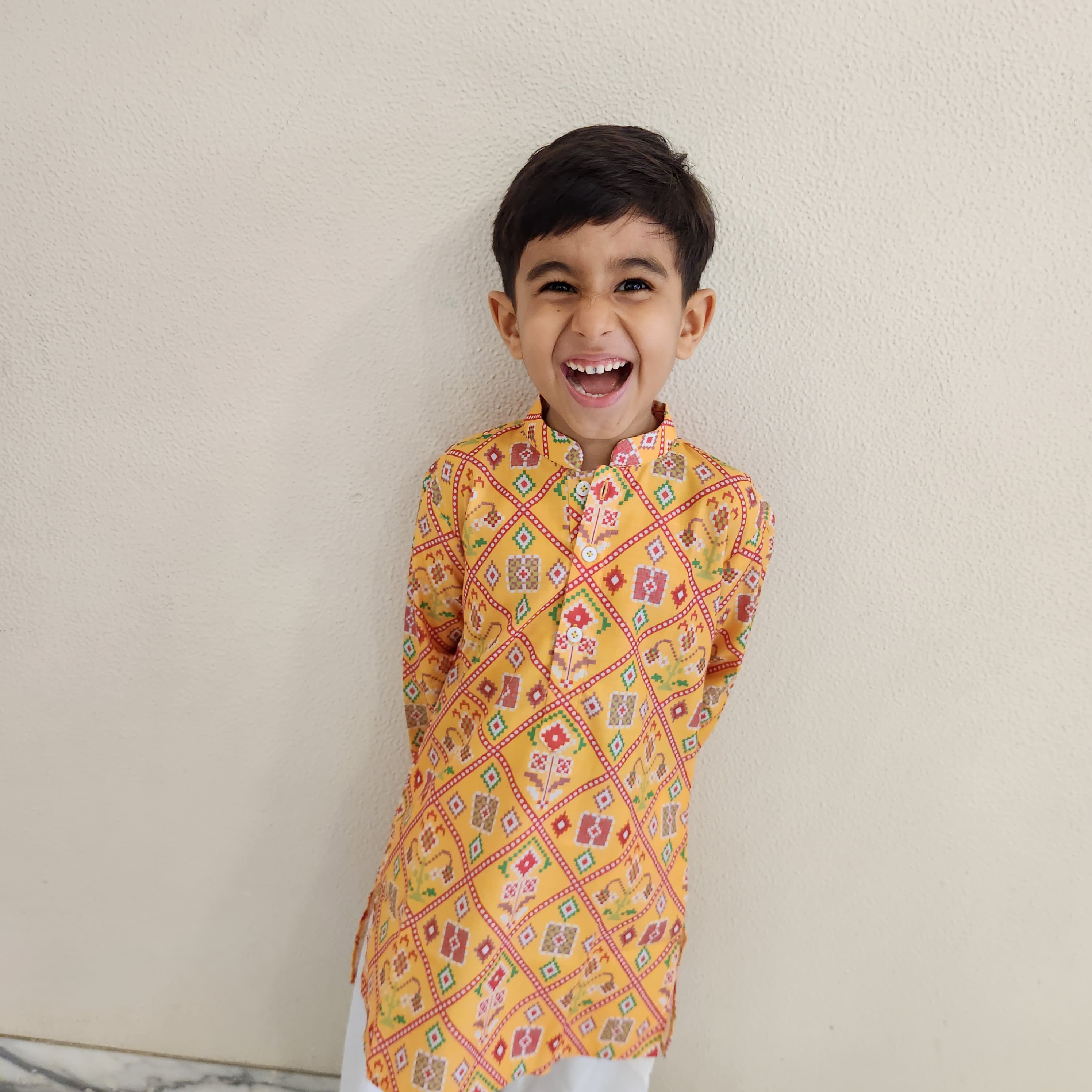 Yellow Patola Print Kurta Set