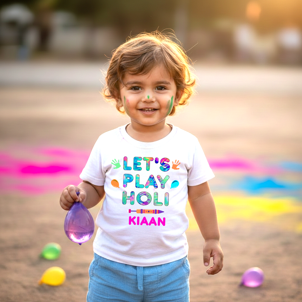 Let's Play Holi With White (Tie Dye) Onesie/ Full Romper / Tshirt