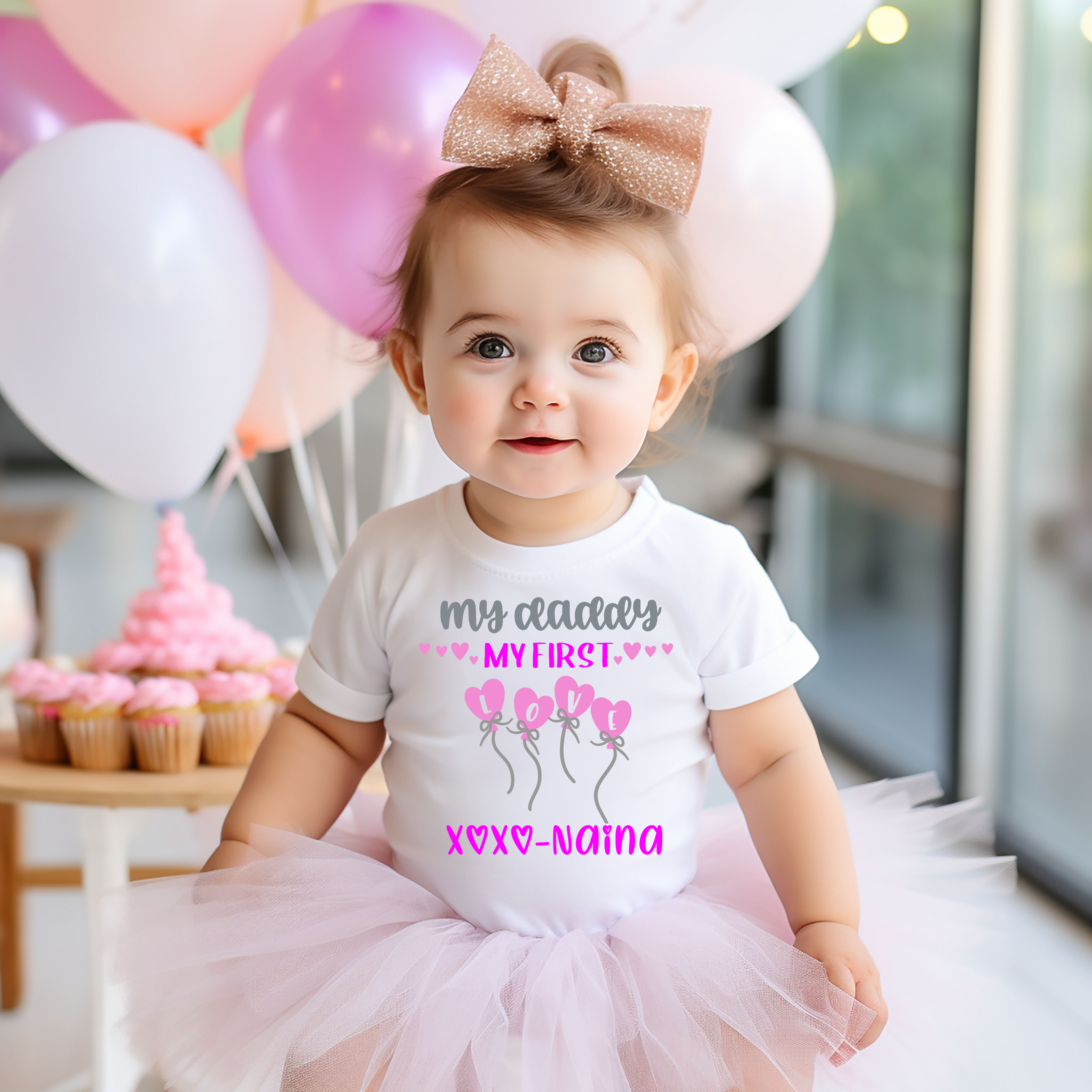 My Daddy My Love Name White Onesie / Romper / Tshirt