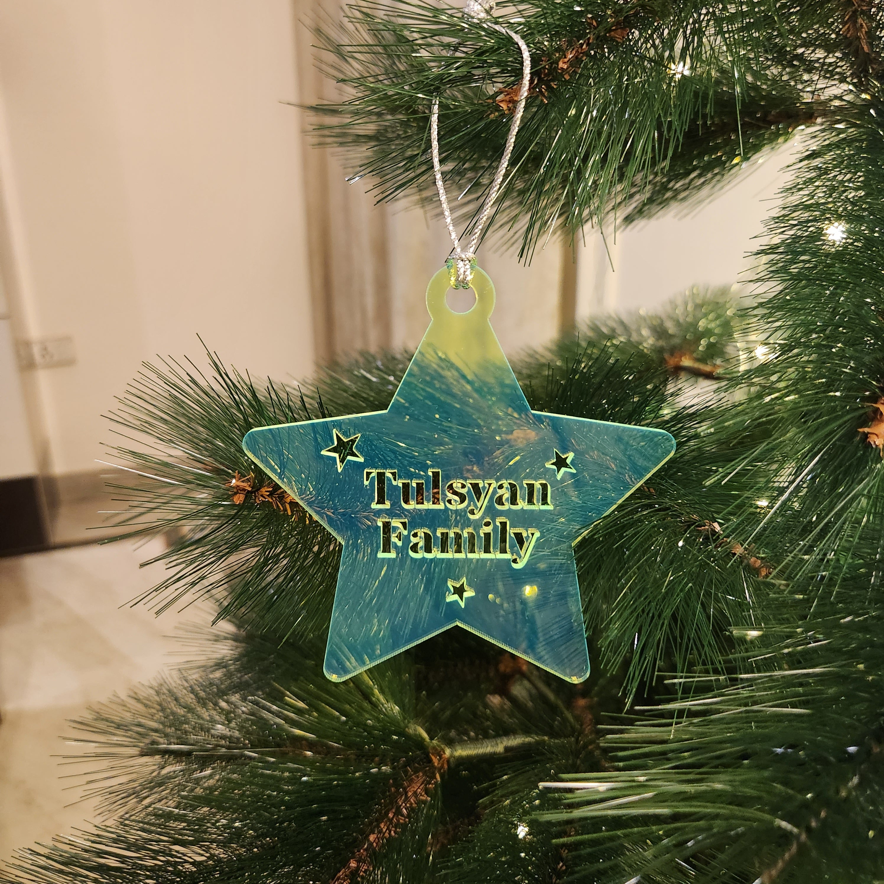 Personalised Fluro Christmas Ornament - Star