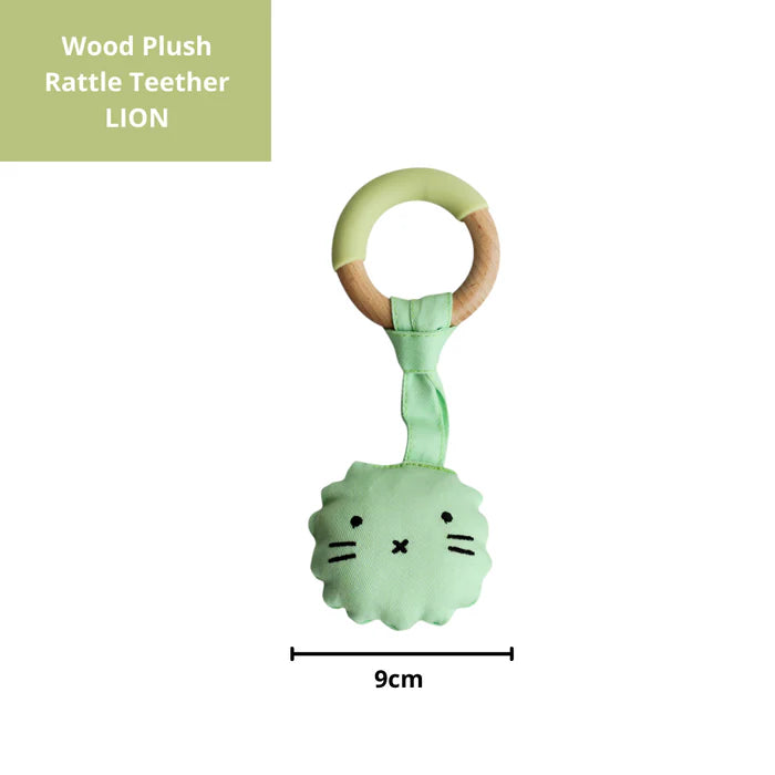 Wood Plush Rattle Teether Toy