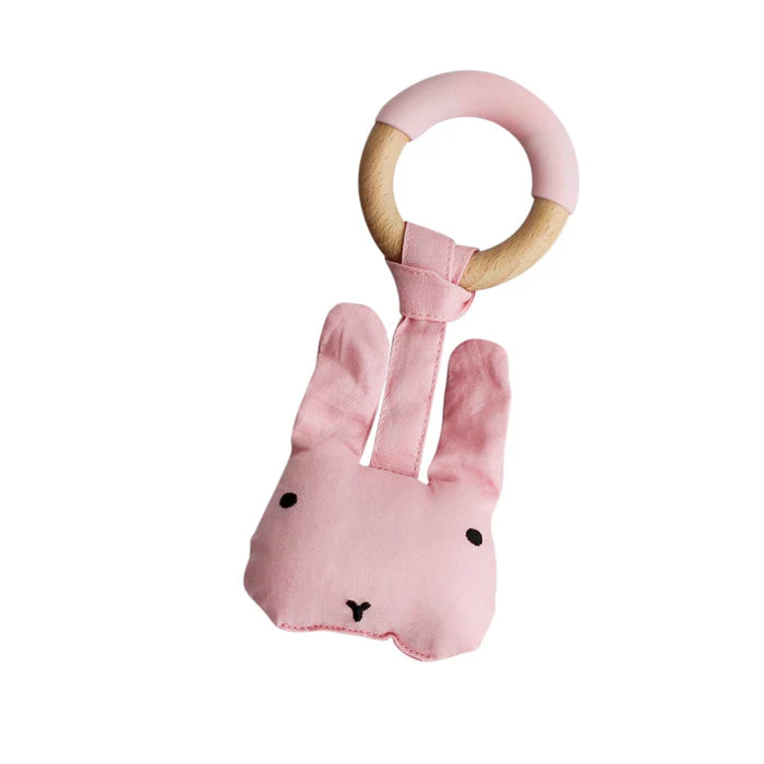 Wood Plush Rattle Teether Toy