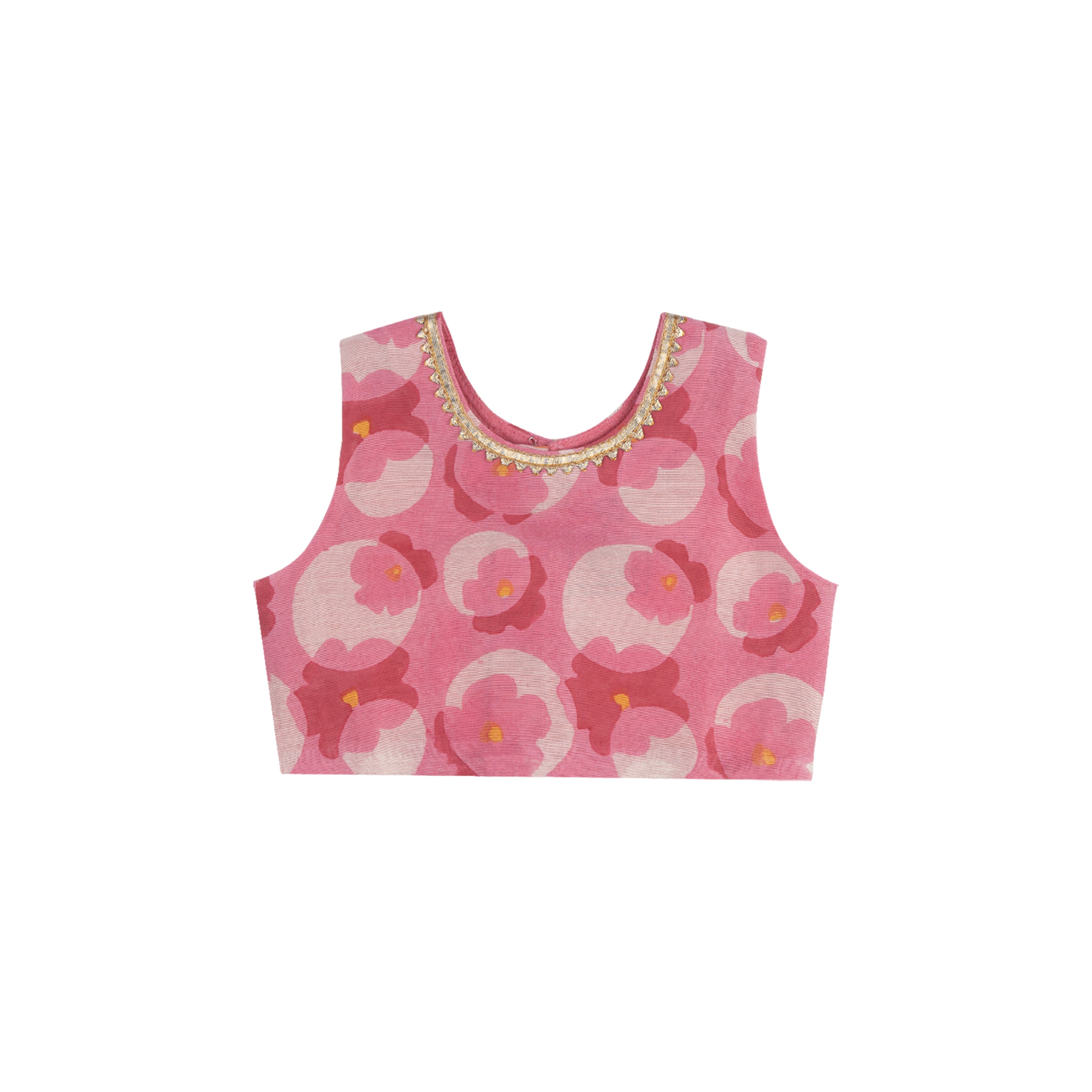 Chanderi Lehenga Set | Hand-Block Printed (Gota Work)